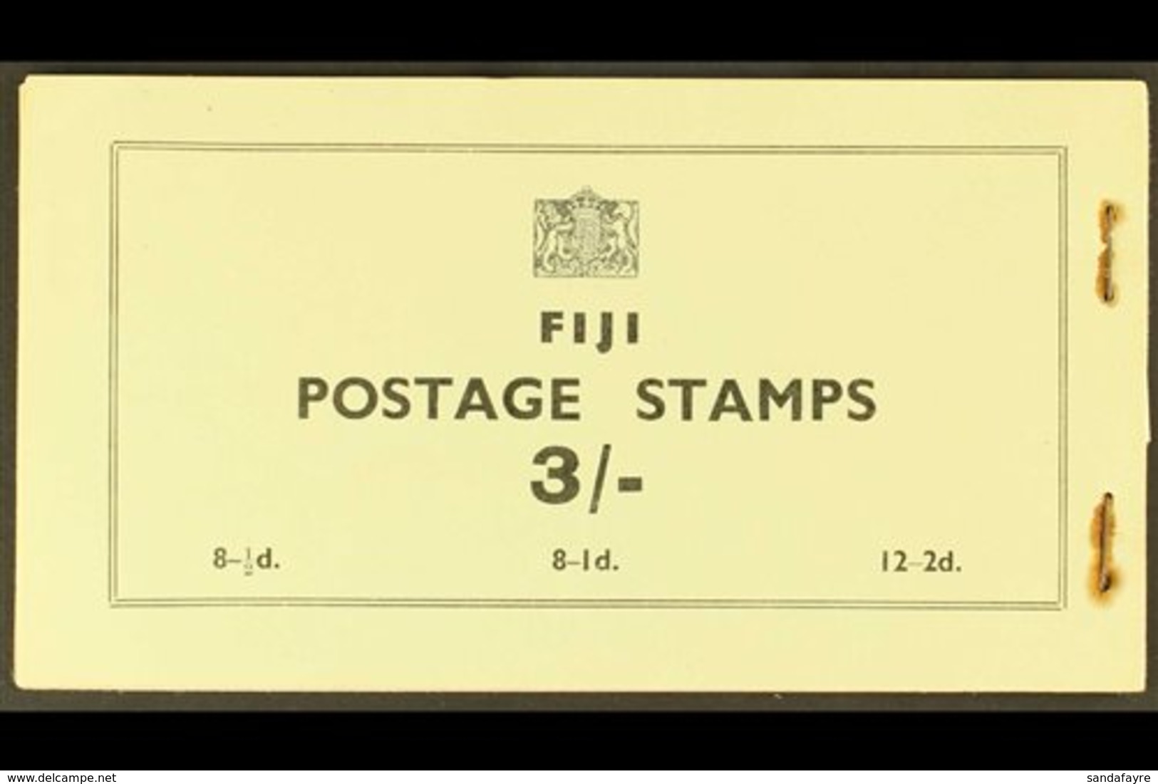 1939-40 BOOKLET. 1939-40 3s Black On Pale Greenish- Buff Cover, SG 3a, Complete With All Four Advertising Pages. Very Fi - Fiji (...-1970)