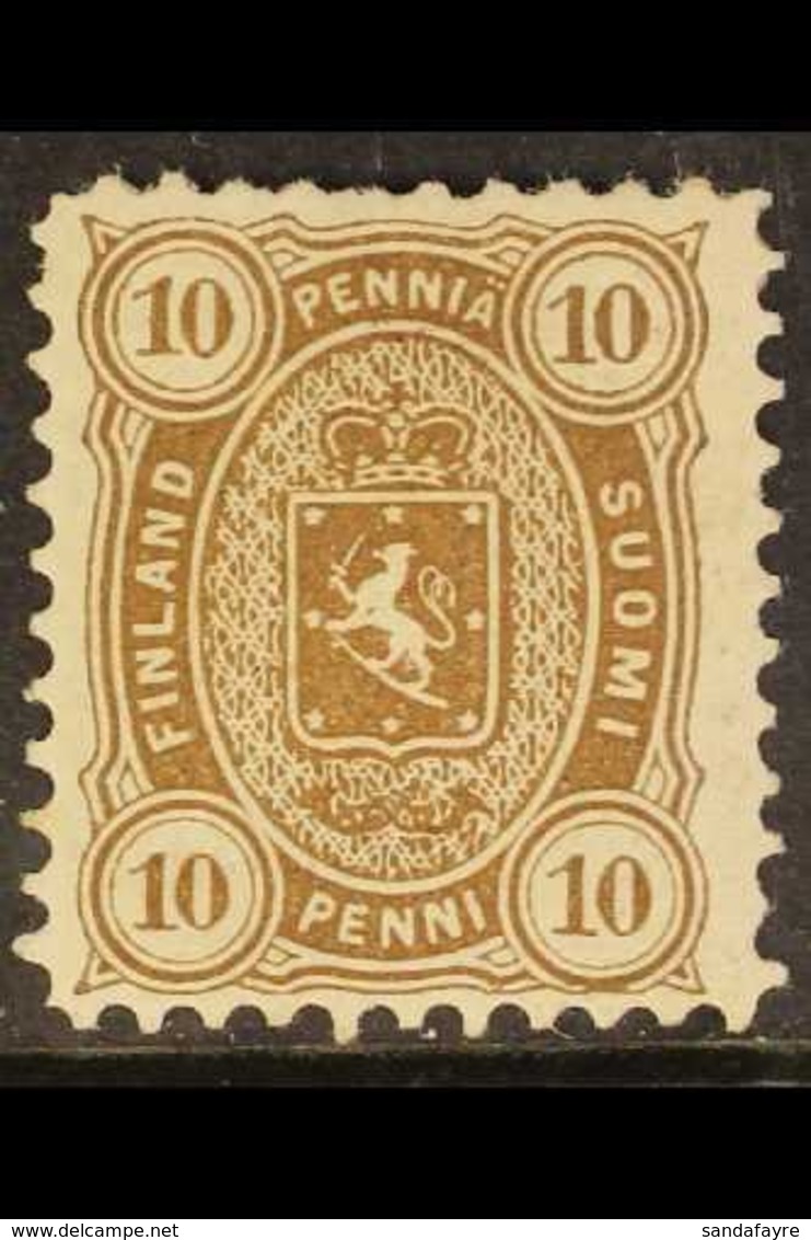 1875-84 10p Brown, Perf 11, SG 72 Or Facit 15 S, Mint, A Few Short Perfs At Top But With Lovely Fresh Colour, A Rare Sta - Autres & Non Classés