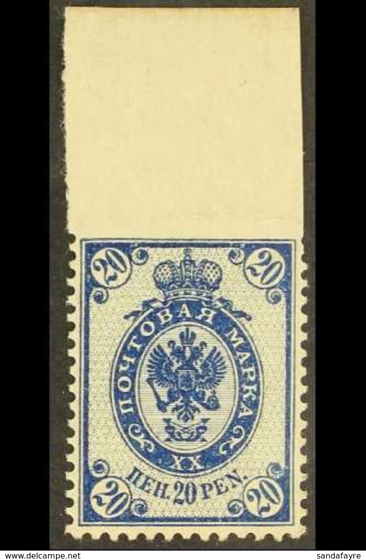 1901-15 20p Blue Perf 14¼x14¾ IMPERF AT TOP Variety Michel 58 Uo (as SG 164, Facit 58 I C2), Fine Mint Upper Marginal Ex - Sonstige & Ohne Zuordnung