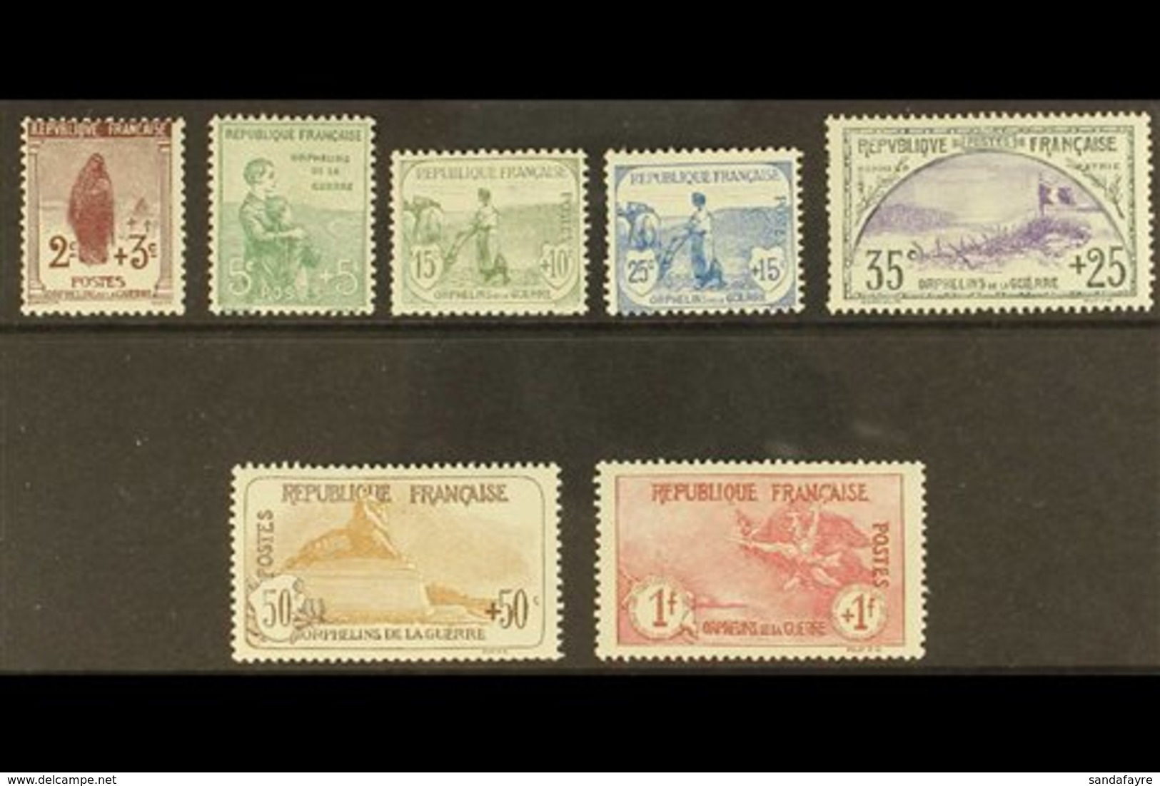 1917 - 18 War Orphans Fund Set Complete To 1fr + 1fr Carmine, Yv 148/154, Very Fine And Fresh Mint. (7 Stamps) For More  - Otros & Sin Clasificación