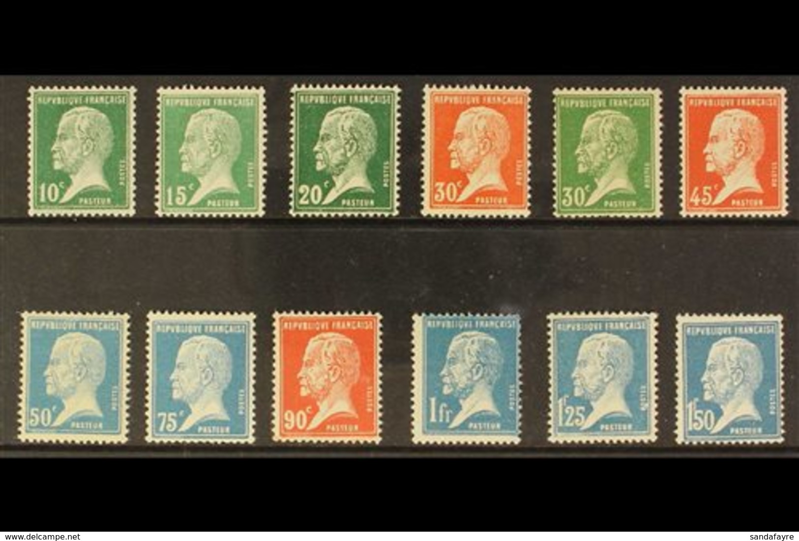 1923-26 PASTEUR Definitive Complete Set, Yv 170/81, Never Hinged Mint (12 Stamps) For More Images, Please Visit Http://w - Sonstige & Ohne Zuordnung