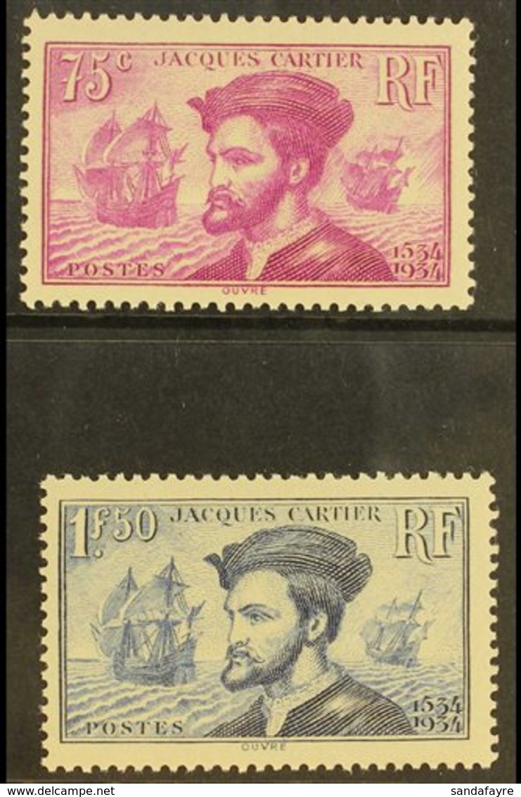 1934 Jacques Cartier Pair, Yv 296/7, Very Fine NHM. (2 Stamps) For More Images, Please Visit Http://www.sandafayre.com/i - Otros & Sin Clasificación