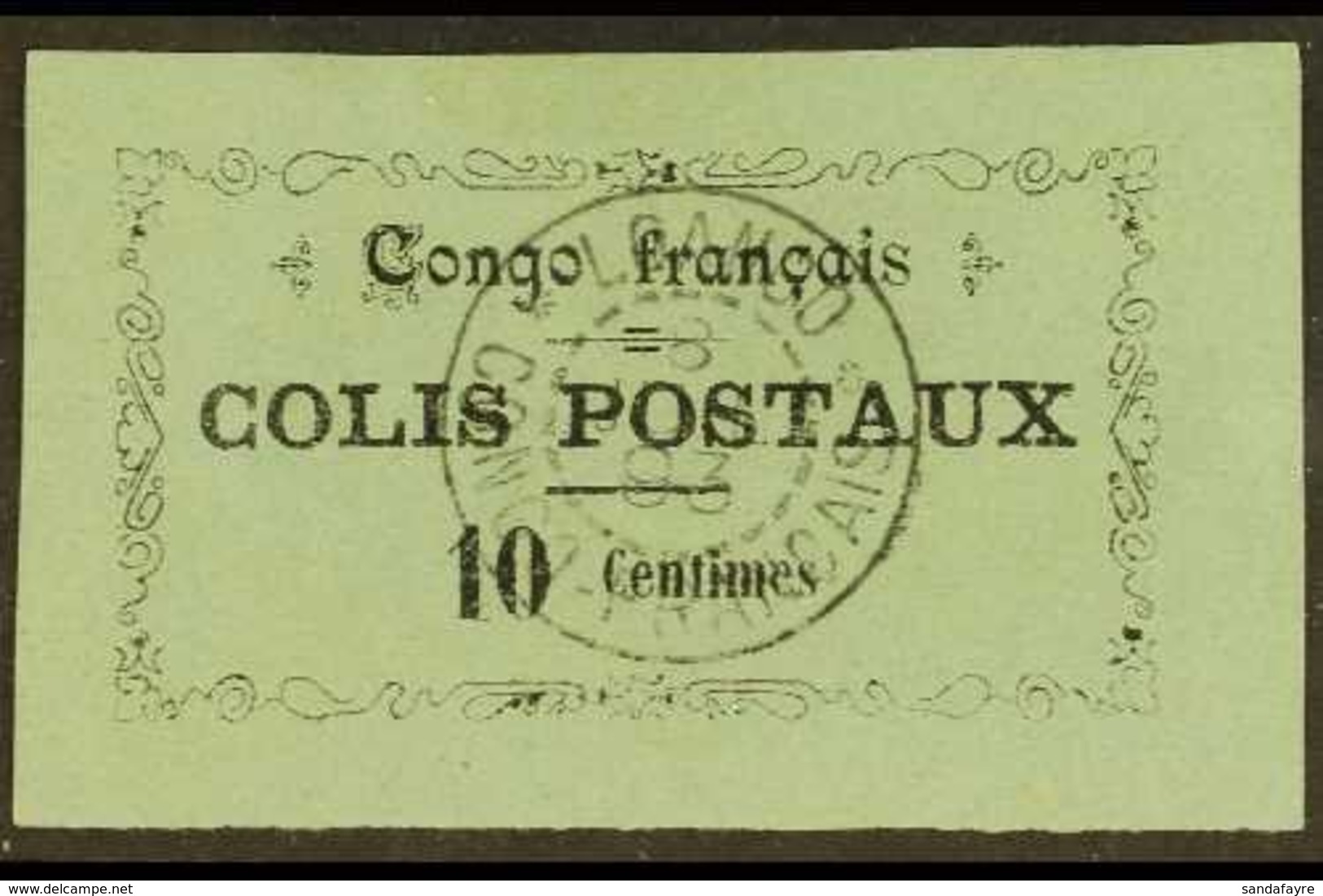 CONGO PARCEL POST 1891 10c Black On Blue Type IV (Yvert 1, SG P13), Very Fine Used With Superb "LOANGO 8 Jul 93" Cds Can - Otros & Sin Clasificación