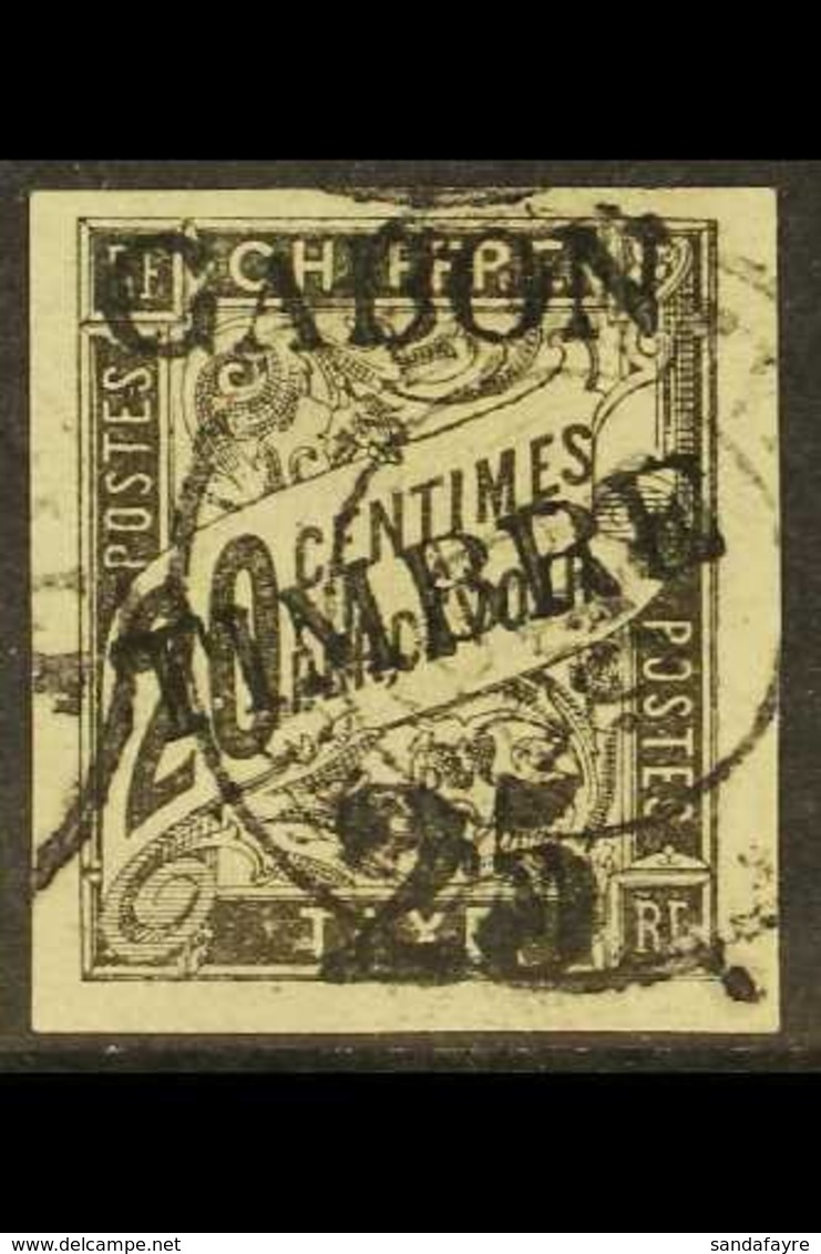 GABON 1889 "25" On 20c Black "GABON TIMBRE" Overprint On Postage Due, Yvert 13, SG 13, Fine Used, Four Large Margins, Ex - Autres & Non Classés