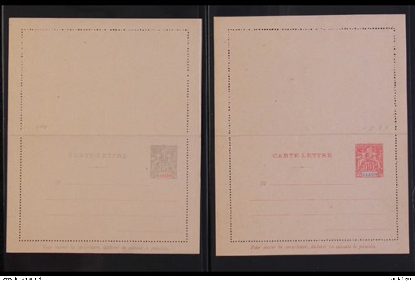 GABON 1905-1920. POSTAL STATIONERY LETTER CARDS SELECTION. Includes 1905 15c & 25c, 1906 10c, 1917-20 10c & 10c+10c Fine - Other & Unclassified