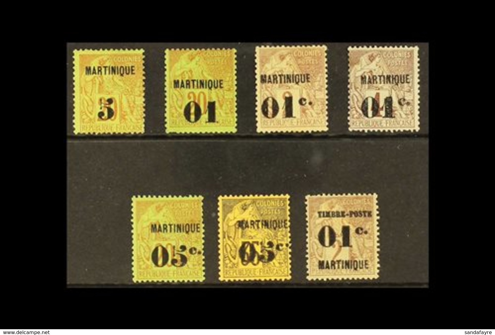 MARTINIQUE 1886-91 Surcharges All Different Mint Group Incl. 1886 "5" On 20c, 1888-91 "01c" On 20c, "05c" On 20c & "05c" - Autres & Non Classés