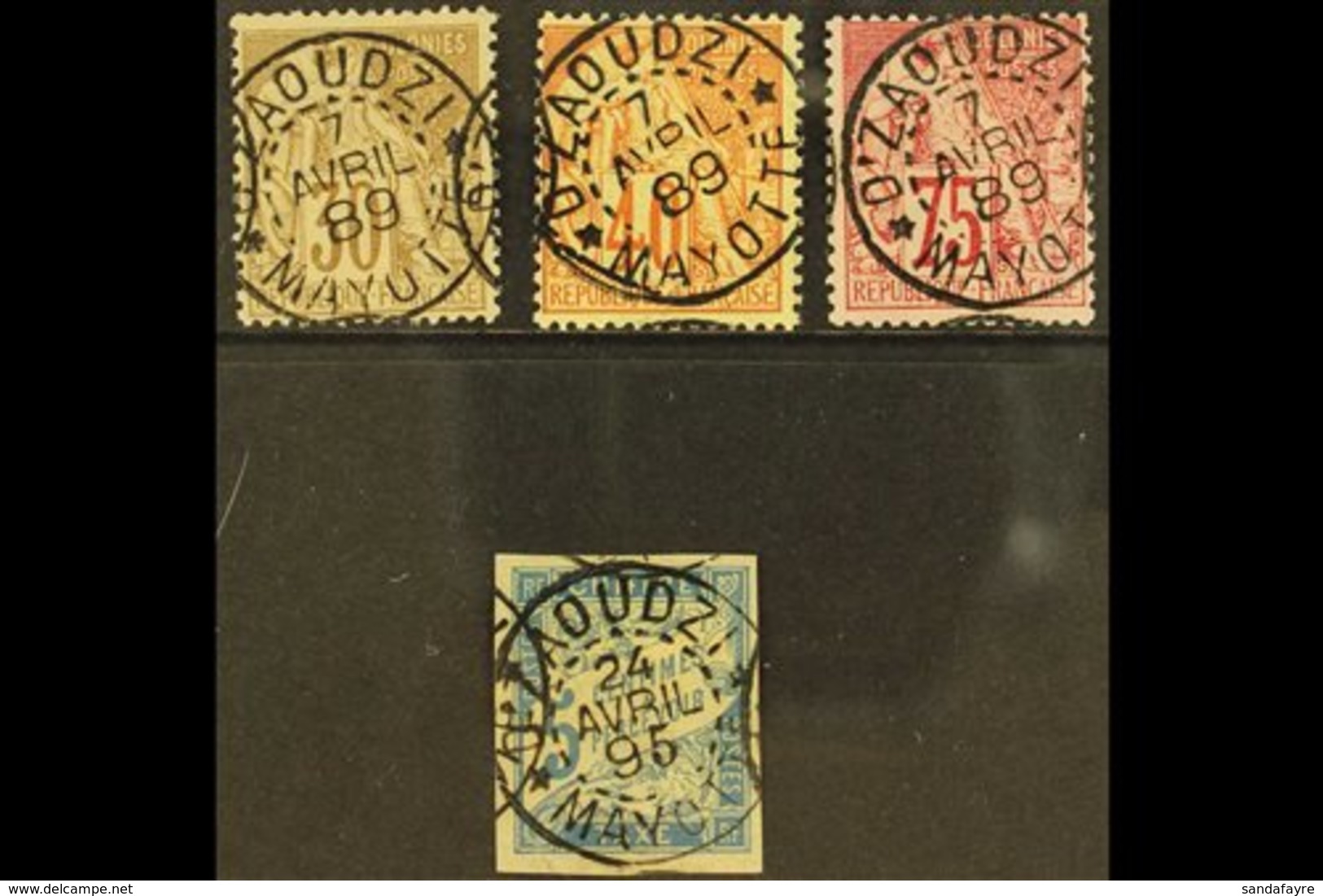 MAYOTTE 1881 30c Cinnamon On Drab, 40c Red On Yellow And 75c Rose-carmine On Rose Commerce General Issues (Yvert 55 & 57 - Autres & Non Classés