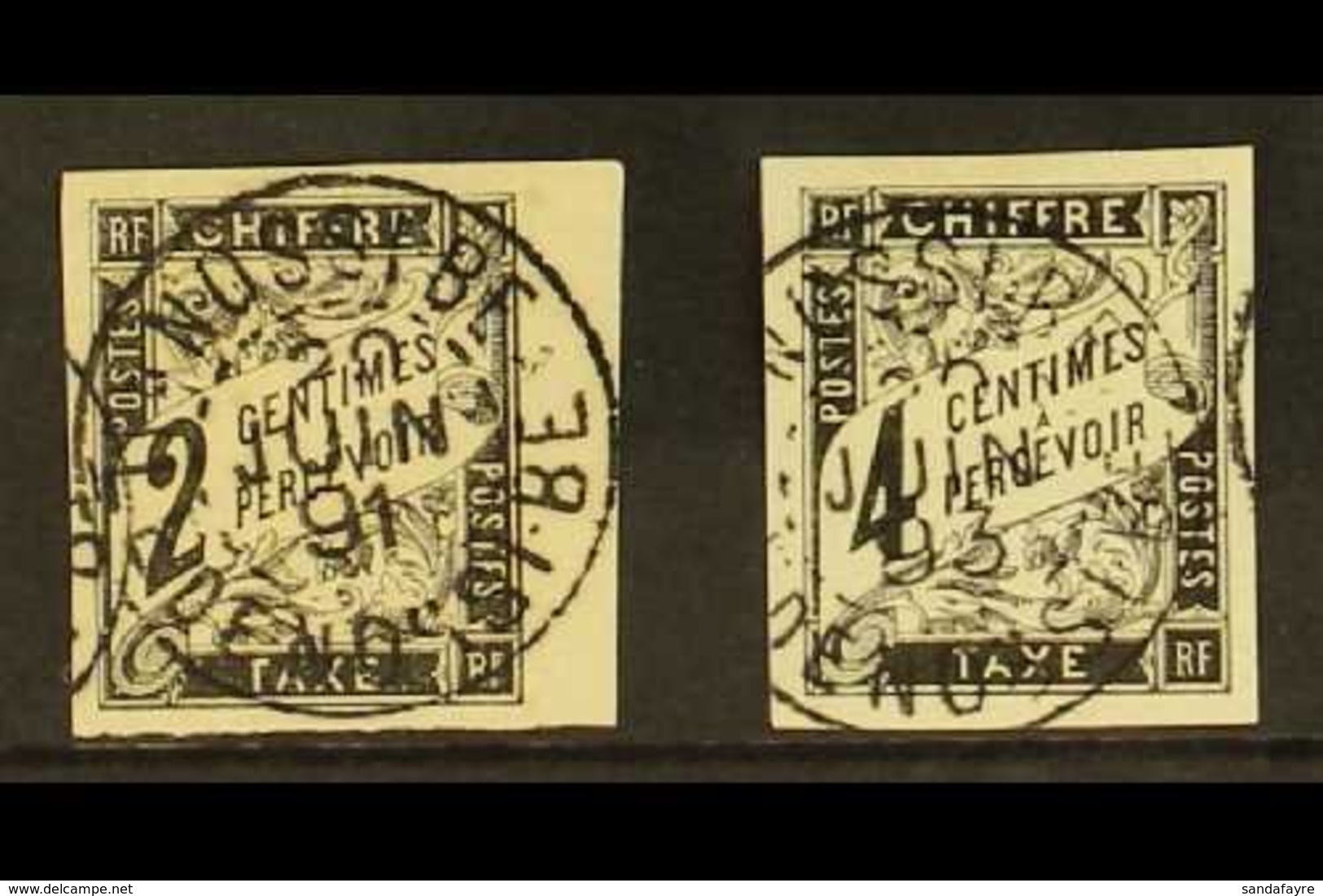 NOSSI BE 1884 2c Black & 4c Black Postage Dues (Yvert 2 & 4), Superb Used With 'socked On The Nose' "NOSSI BE / ILE DE N - Other & Unclassified