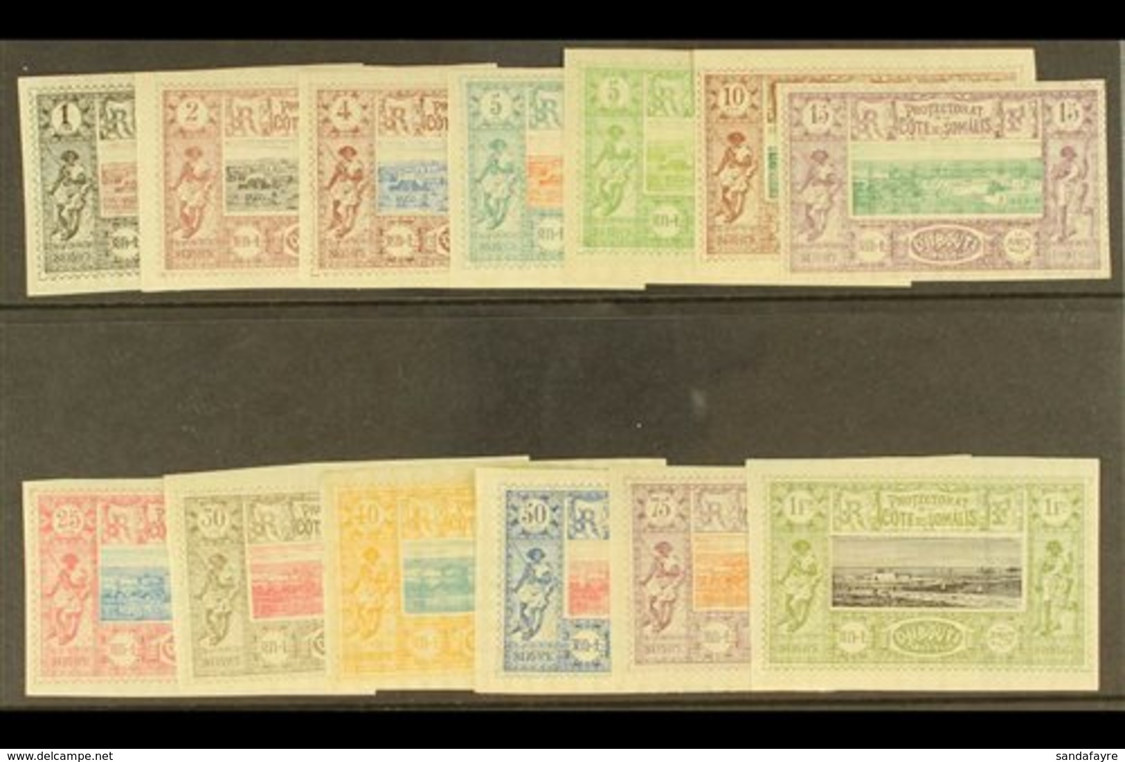 SOMALI COAST DJIBOUTI 1894-1902 "View Of Djibouti" Imperf Set Complete From 1c To 1fr, SG 89/101, Fine Mint. (13 Stamps) - Sonstige & Ohne Zuordnung