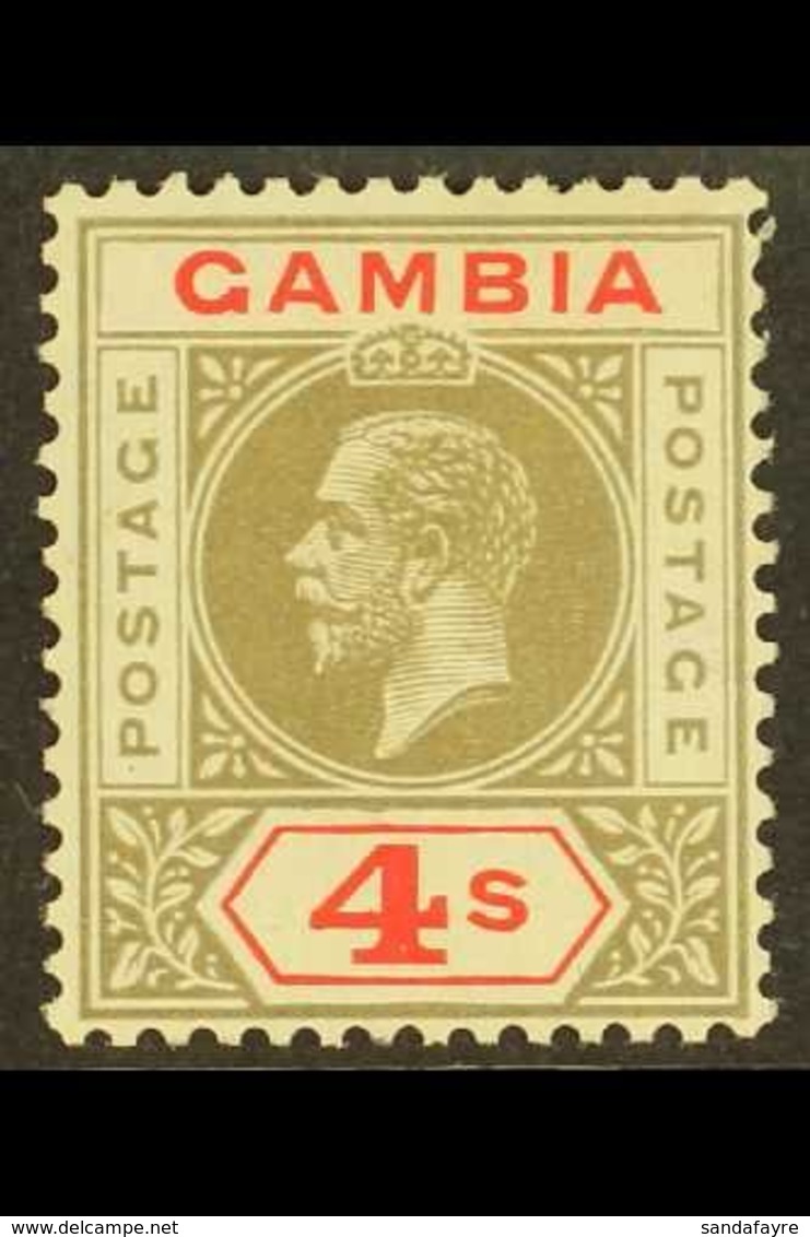 1921 4s Black And Red, Geo V, Wmk Script, SG 117, Very Fine Mint. For More Images, Please Visit Http://www.sandafayre.co - Gambie (...-1964)