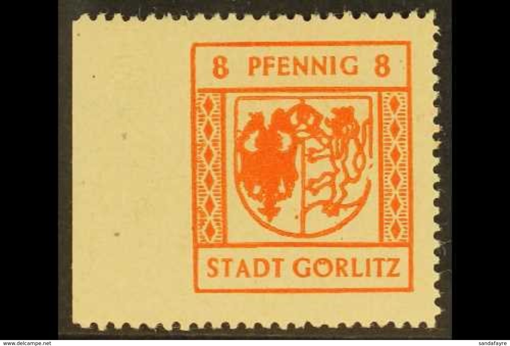 GORLITZ 1945 8pf Red-orange Economy Gum IMPERF AT LEFT Variety, Michel 7x Ul, Superb Never Hinged Mint, Also Showing 'br - Other & Unclassified