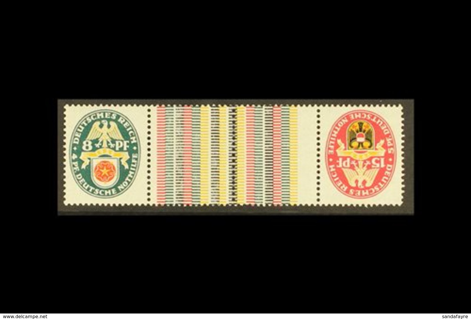 1929 SE-TENANT COAT OF ARMS. Fund For The Needy "Arms", 8pf+15pf, (Mi 431+Z +Z 432), Michel KZ15, Fine Mint For More Ima - Andere & Zonder Classificatie