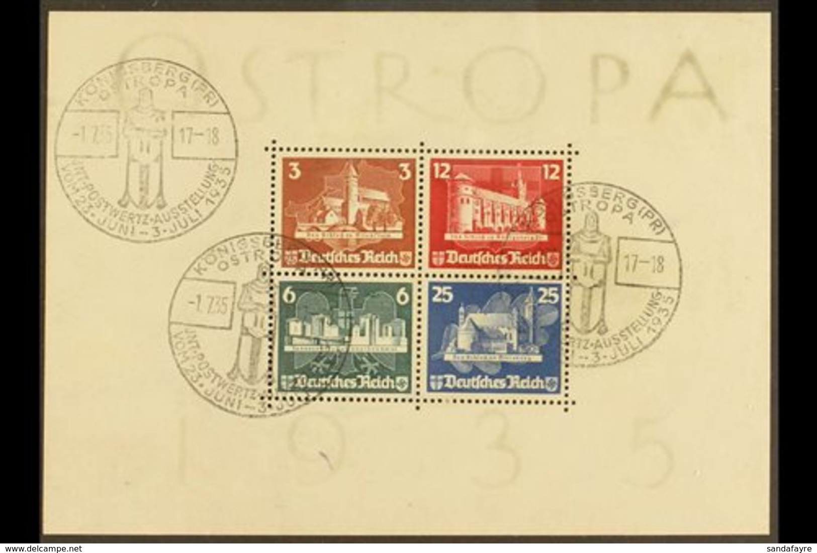 1935 OSTROPA Mini-sheet (Michel Block 3, SG MS576a), Used With Special Exhibition Cancels, Small Thins & Slightly Trimme - Other & Unclassified