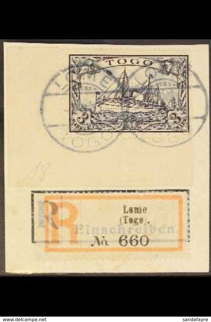 TOGO 1900 3m Violet- Black, SG G18 (Michel 18), Very Fine Used Corner Marginal Example Tied To Piece Alongside A "Lome ( - Sonstige & Ohne Zuordnung