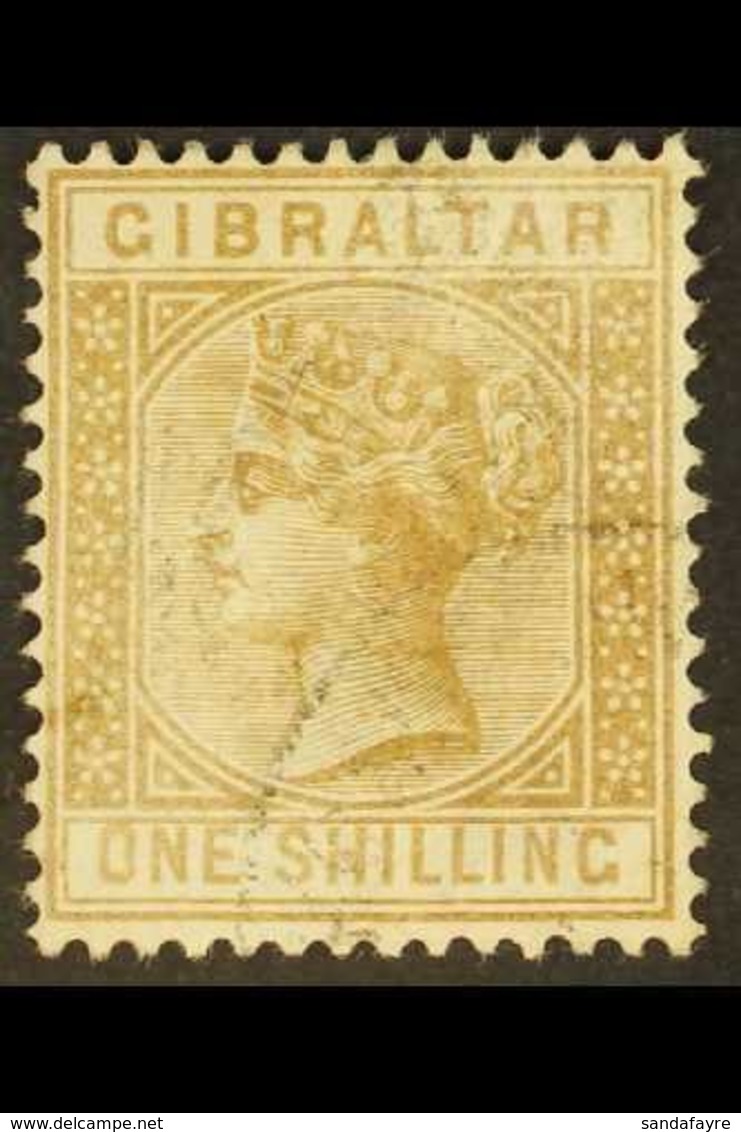 1886-87 1s Bistre, SG 14, Very Lightly Used For More Images, Please Visit Http://www.sandafayre.com/itemdetails.aspx?s=6 - Gibraltar