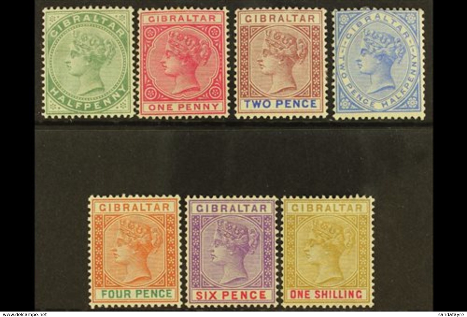 1898 Re-issue In Sterling Complete Set, SG 39/45, Fine Mint. (7 Stamps) For More Images, Please Visit Http://www.sandafa - Gibraltar