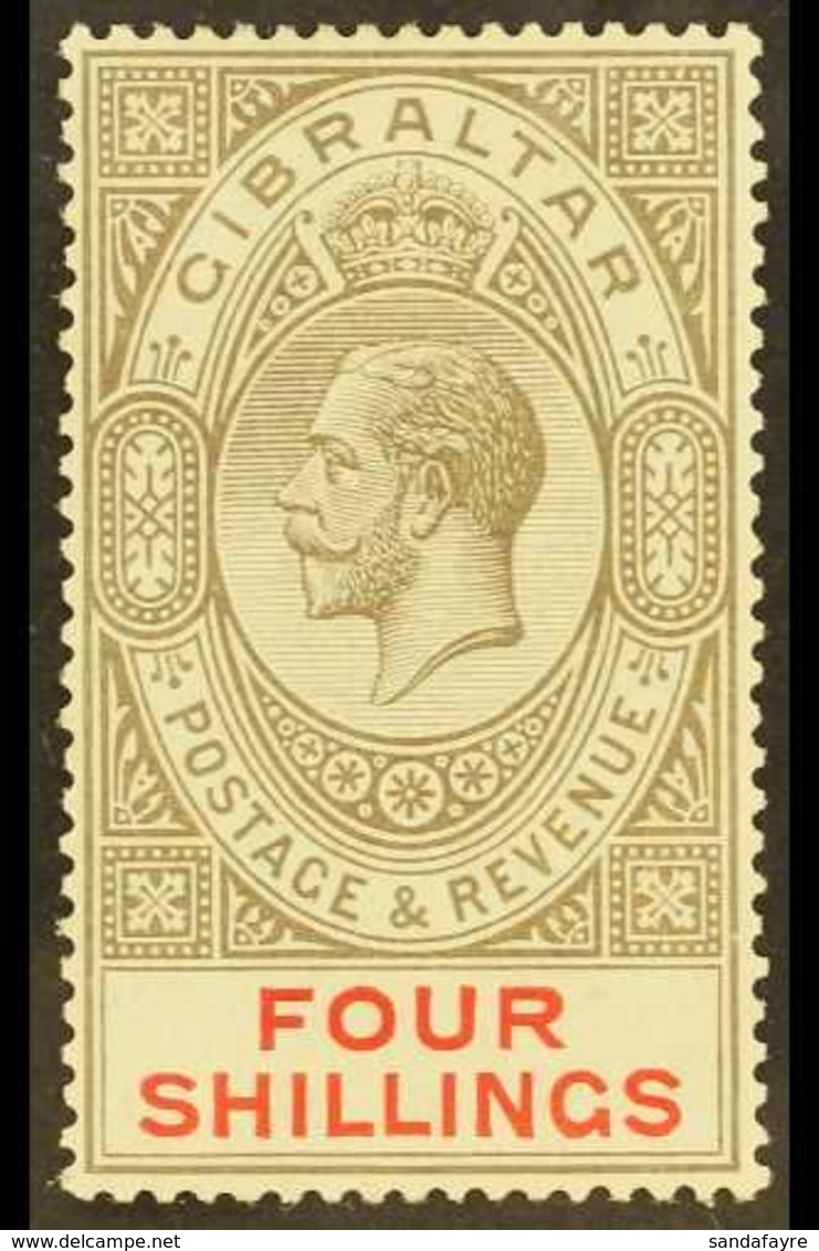 1921-27 4s Black & Carmine, Script Wmk, SG 100, Very Fine Mint For More Images, Please Visit Http://www.sandafayre.com/i - Gibraltar