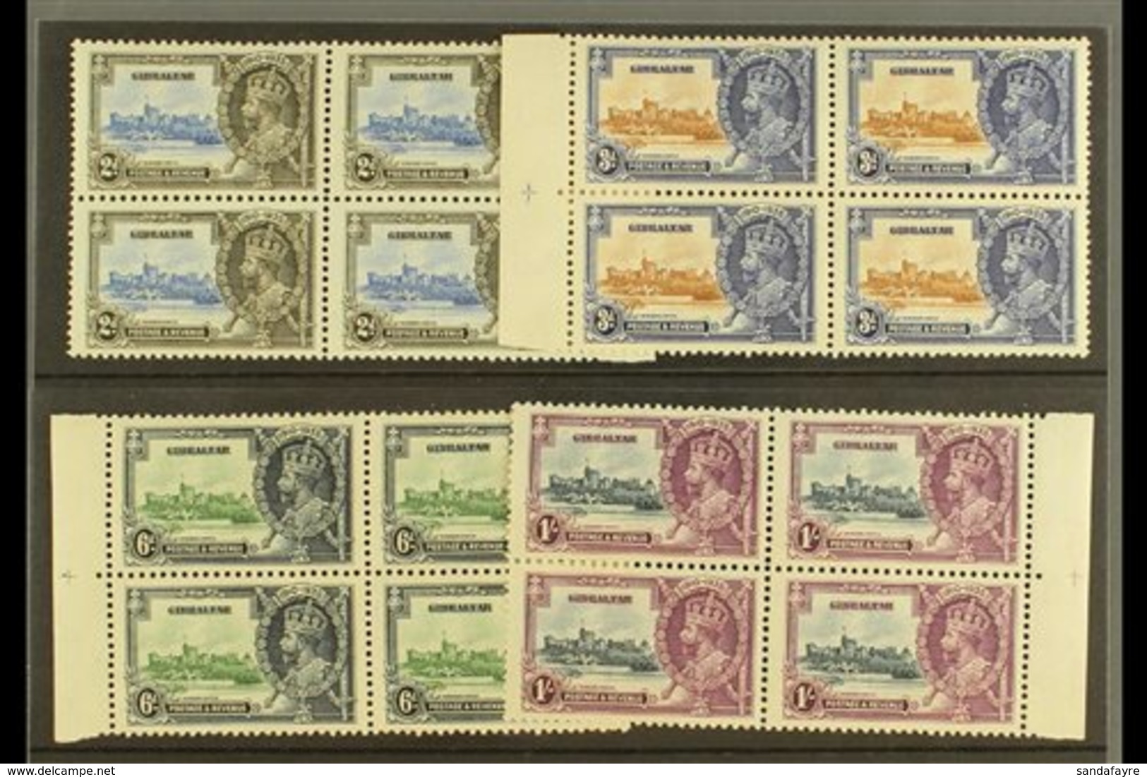 1935 Silver Jubilee Complete Set, SG 114/117, As Never Hinged Mint BLOCKS OF FOUR. (4 Blocks, 16 Stamps) For More Images - Gibraltar