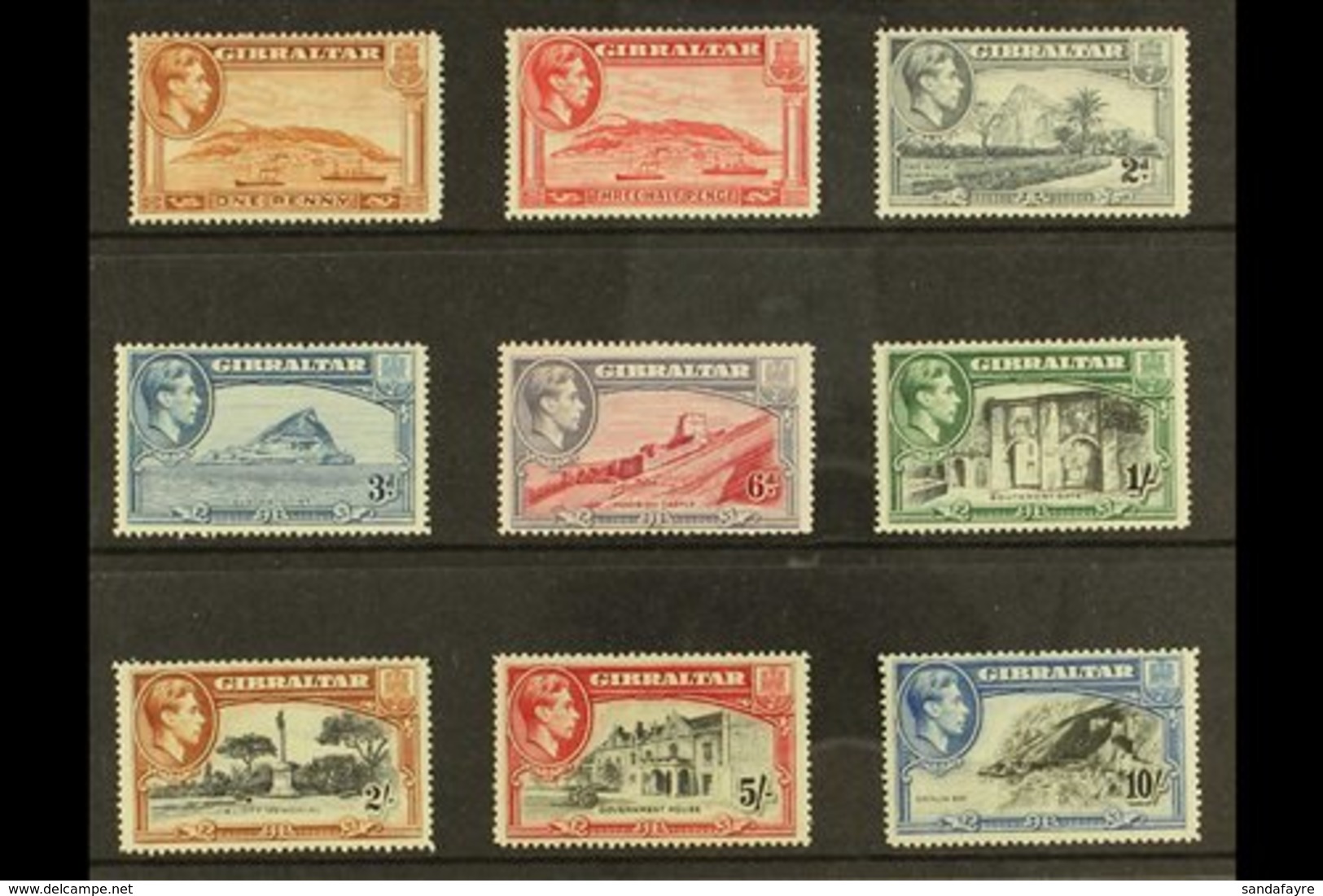 1938-51 A Complete Set Of All The Perf 14 Printings With 1d Yellow-brown, 1½d Carmine, 2d Grey, And 3d Light Blue, Plus  - Gibraltar