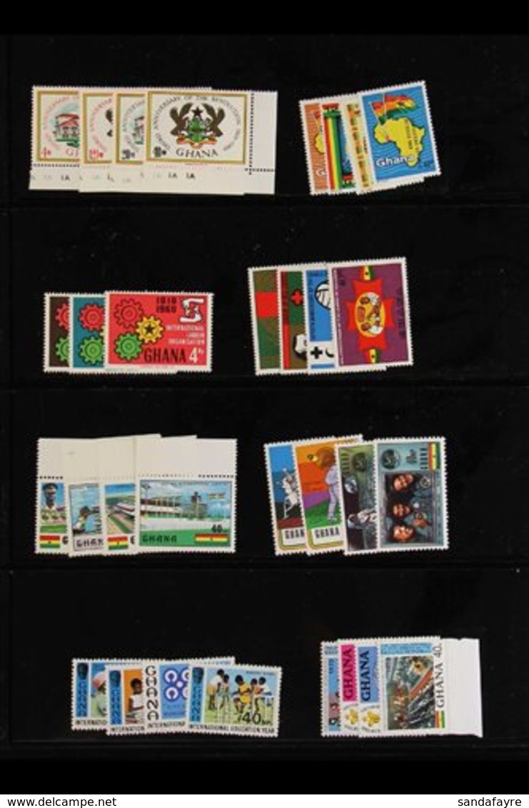 1969-1981 COMPREHENSIVE NEVER HINGED MINT COLLECTION On Stock Pages, All Different Complete Sets & Mini-sheets, Highly C - Ghana (1957-...)