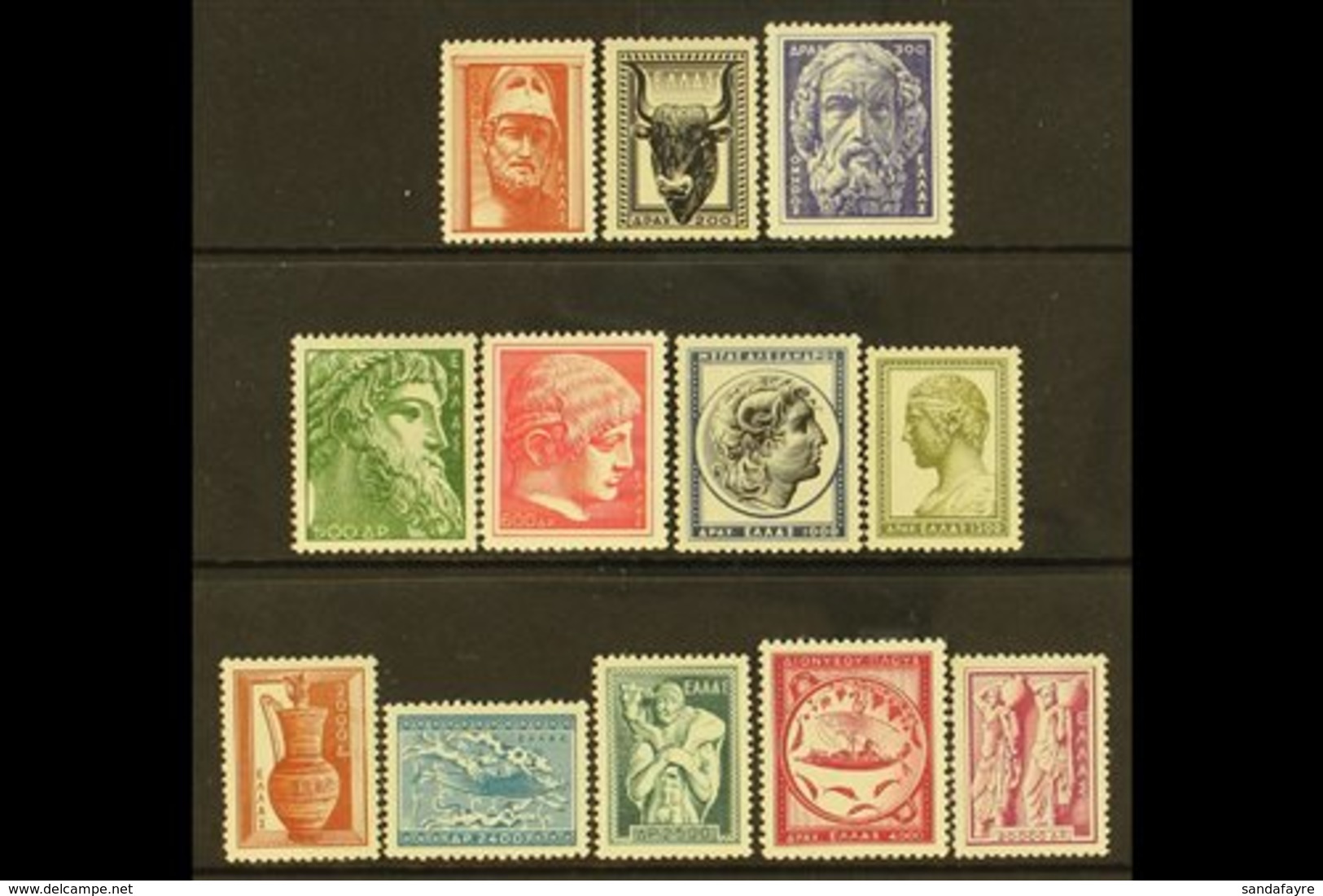 1954 Ancient Greek Art Definitive Set, Mi 603A/614A, SG 713/724, Fine Mint (12 Stamps) For More Images, Please Visit Htt - Otros & Sin Clasificación