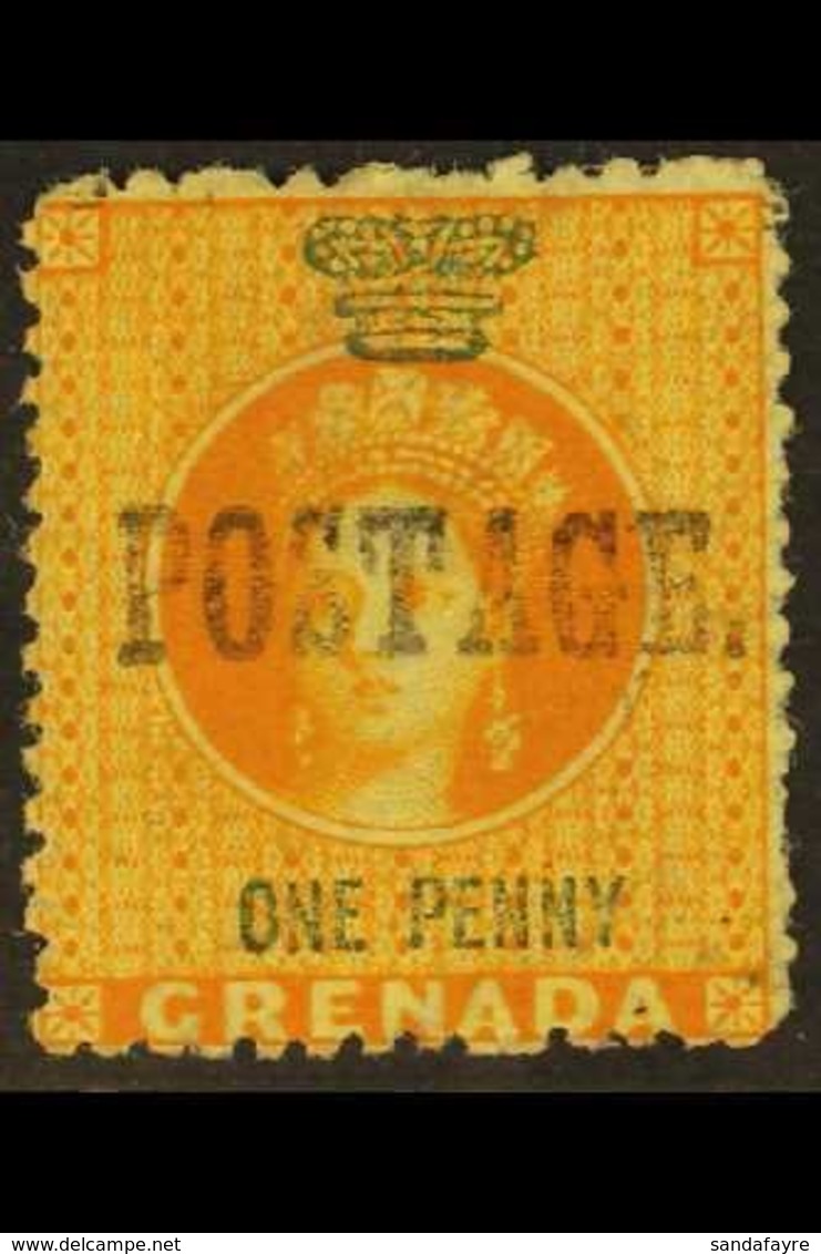 1883 1d Orange With Large "Postage" Overprint, SG 27, Fine Unused. For More Images, Please Visit Http://www.sandafayre.c - Grenade (...-1974)