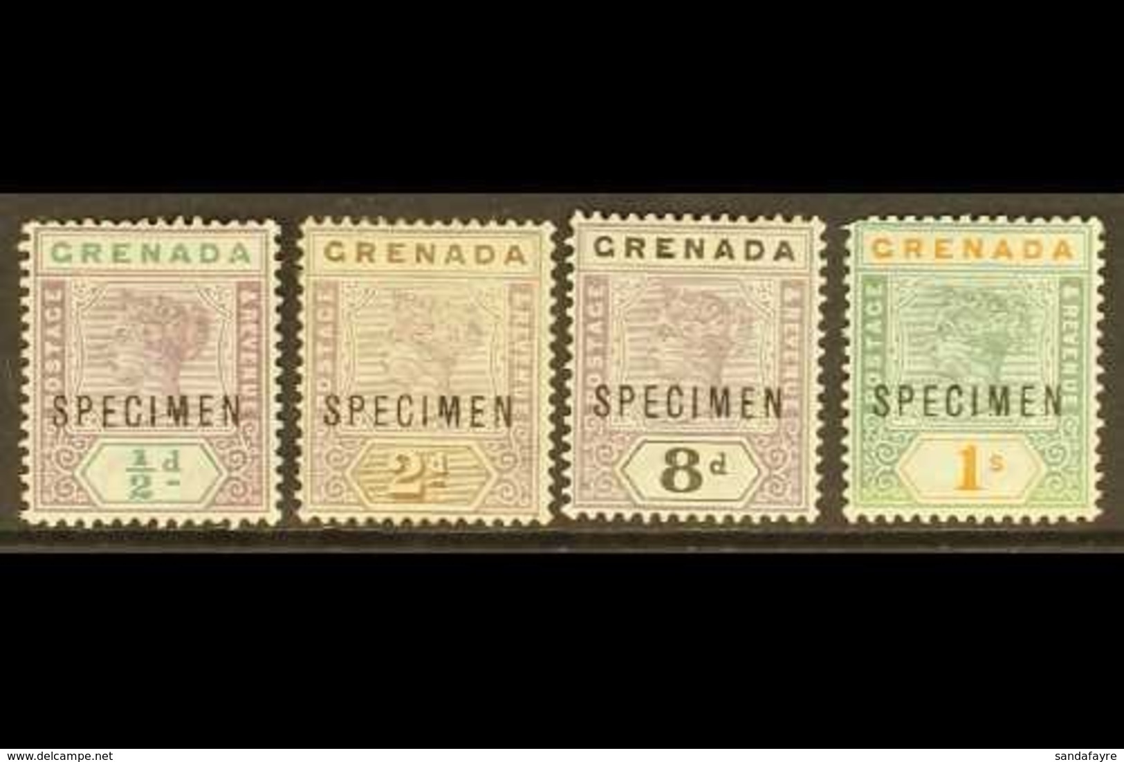 1895-99 Key Plate "SPECIMEN" Overprints Showing Broken "M" (position 41), ½d, 2d (no Gum), 8d And 1s (thin), Scarce. (4  - Granada (...-1974)