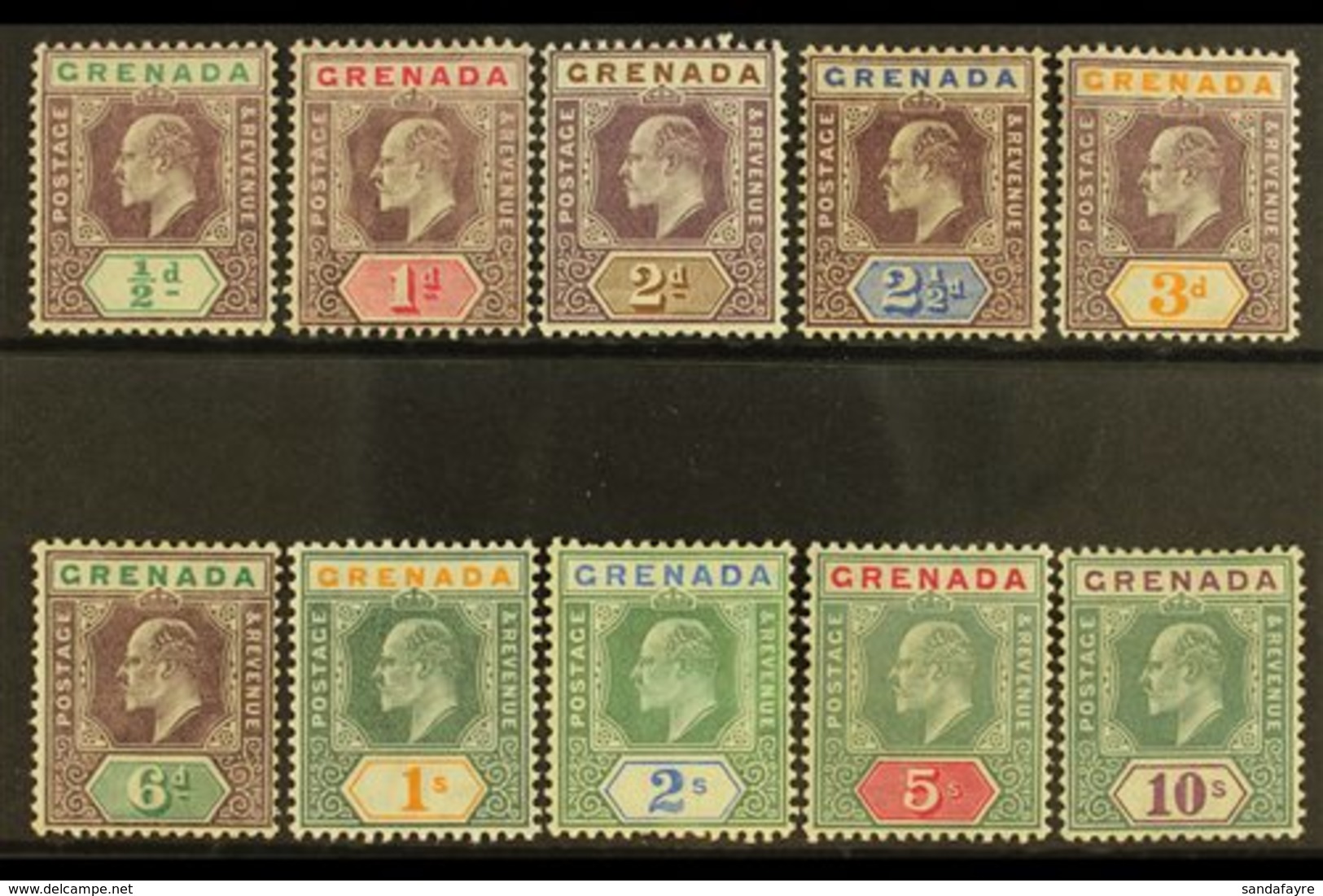 1904 Ed VII Set Complete, Wmk MCA, SG 67/76, Very Fine Mint. (10 Stamps) For More Images, Please Visit Http://www.sandaf - Grenada (...-1974)