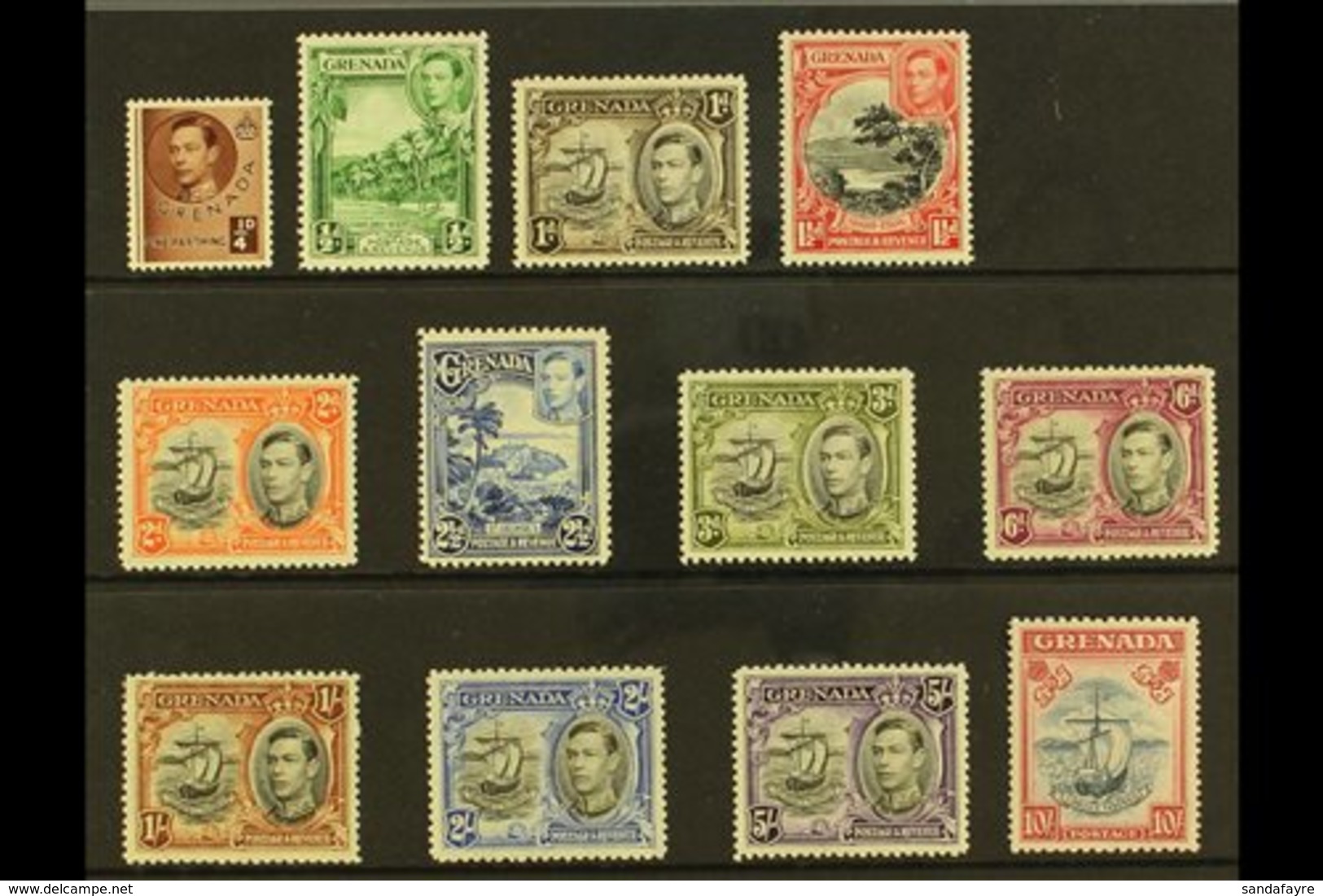 1938-50 KGVI Pictorial Set, SG 152/63e, Fine Mint (12 Stamps) For More Images, Please Visit Http://www.sandafayre.com/it - Granada (...-1974)