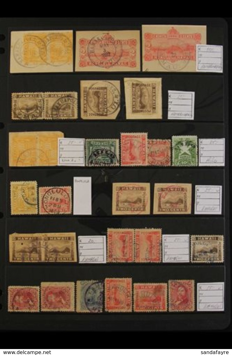 POSTMARKS COLLECTION OF STRIKES On 1875-99 Issues Or On 2c Postal Stationery Cut-outs, We See Hamakuapoku, Hana P.O., Hi - Hawai