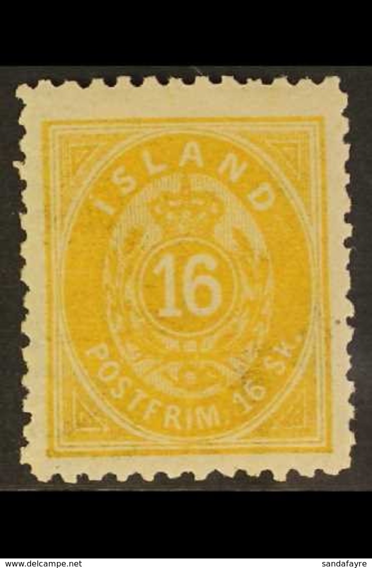 1873  16sk Yellow, Perf 12½x12½, Fac. 7, Very Fine Never Hinged Mint. For More Images, Please Visit Http://www.sandafayr - Autres & Non Classés