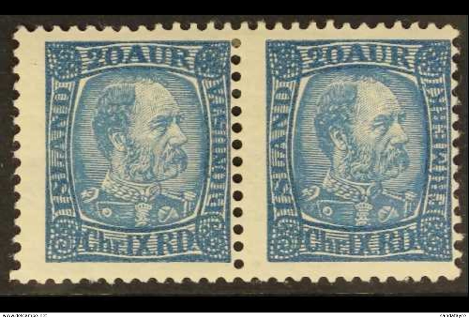 1902 20aur Blue Postage In Pair With Official, Fac. 69v2, Fine Mint. For More Images, Please Visit Http://www.sandafayre - Sonstige & Ohne Zuordnung
