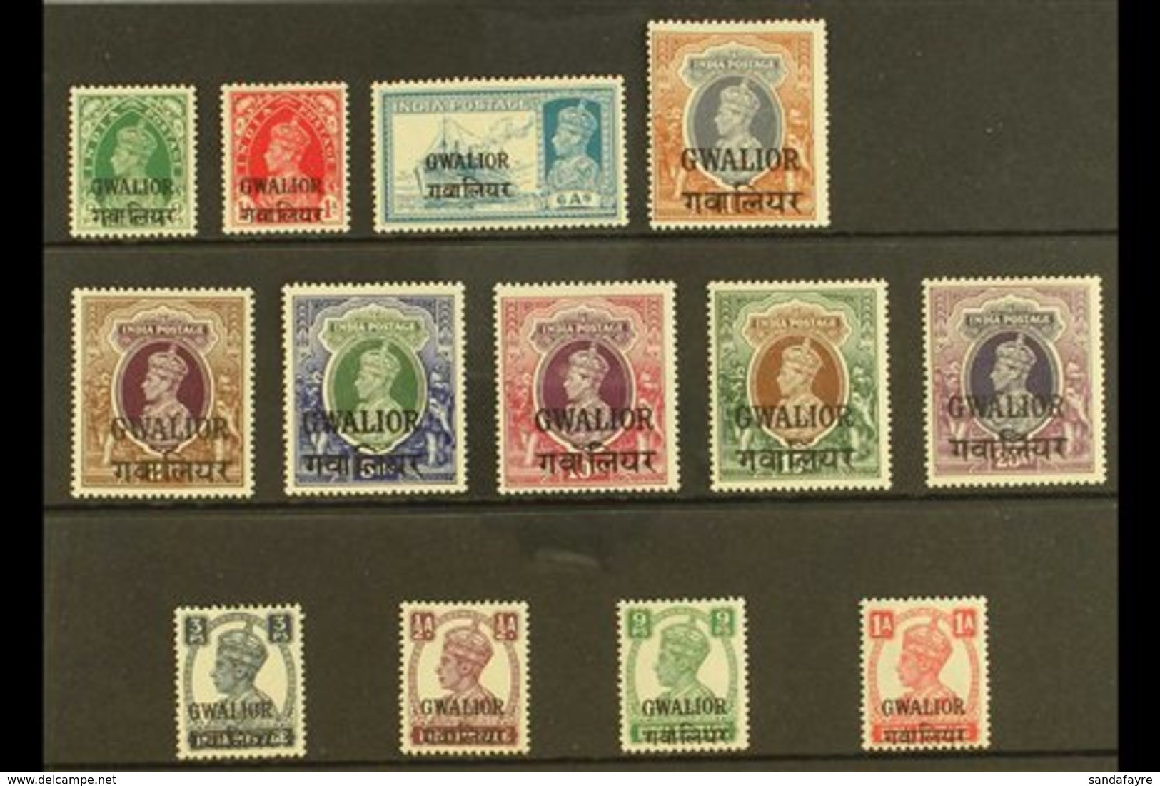 GWALIOR OFFICIALS. 1938-48 ALL DIFFERENT MINT Selection On A Stock Card With Values To 15r & 25r. Useful Range (13 Stamp - Sonstige & Ohne Zuordnung