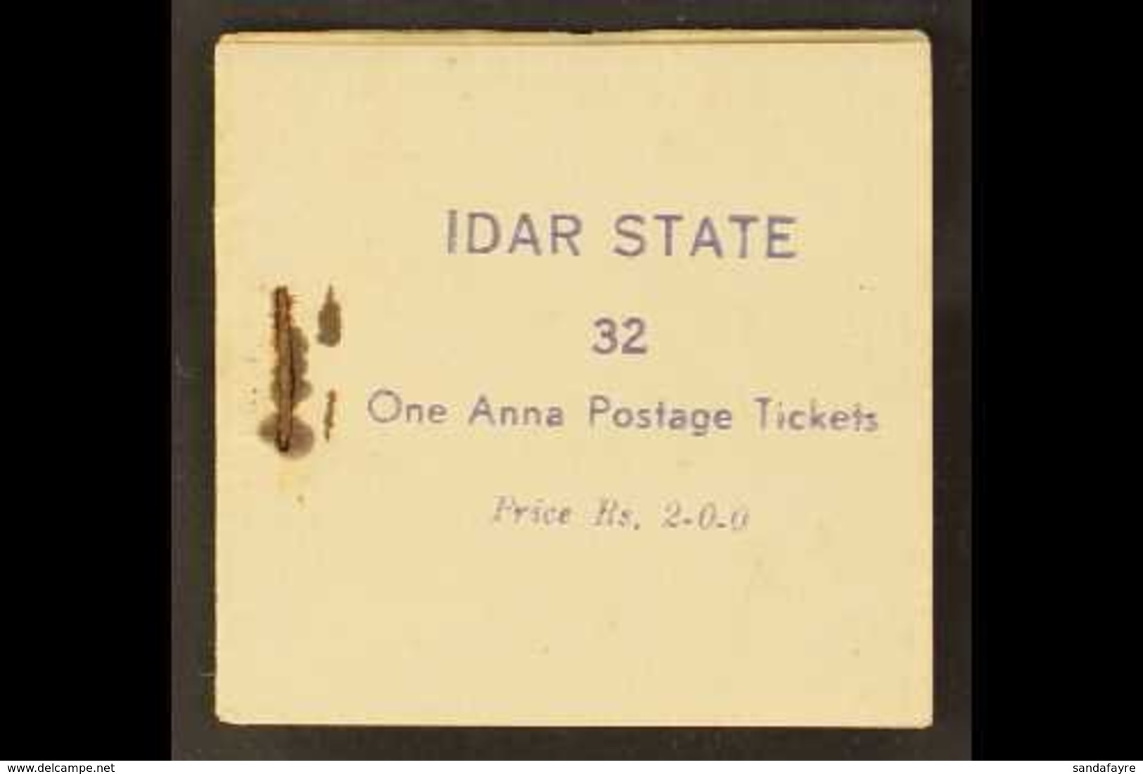 IDAR 1944 2r Complete BOOKLET Containing 1a (x32) In Panes Of 4, SG 4, Good Condition, Stained Around Staple As Usual. F - Andere & Zonder Classificatie