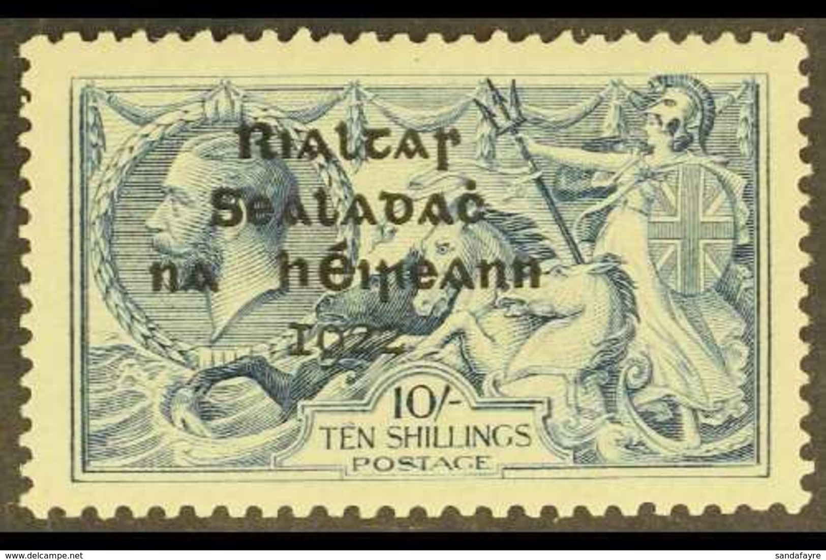 1922 10s Dull Grey- Blue With STROKES OVER "E" IN "TEN" Plate Flaw, Hibernian T14c, Very Fine Mint. For More Images, Ple - Otros & Sin Clasificación