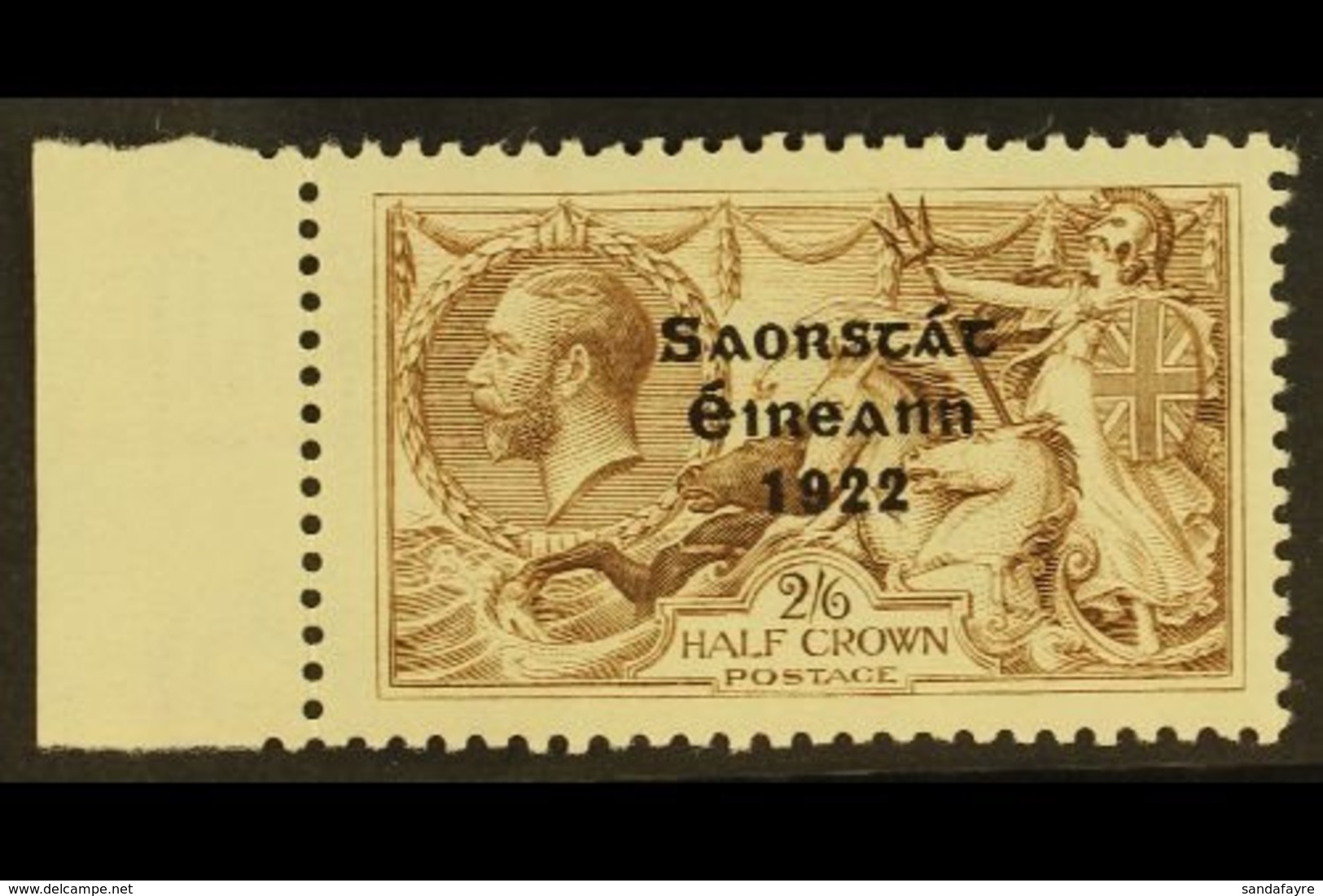 1922 2s 6d Pale Brown, 3 Line Thom Ovpt, Variety "Corner Re-entry", Hib. T59ca (SG 64 Var), Very Fine Mint Marginal. For - Sonstige & Ohne Zuordnung