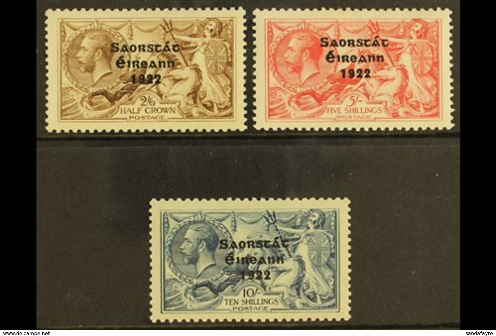 1922 2s 6d, 5s And 10s 3 Line Ovpt By Thom, SG 64/6, Very Fine And Fresh, Well Centered Mint Set. (3 Stamps) For More Im - Andere & Zonder Classificatie