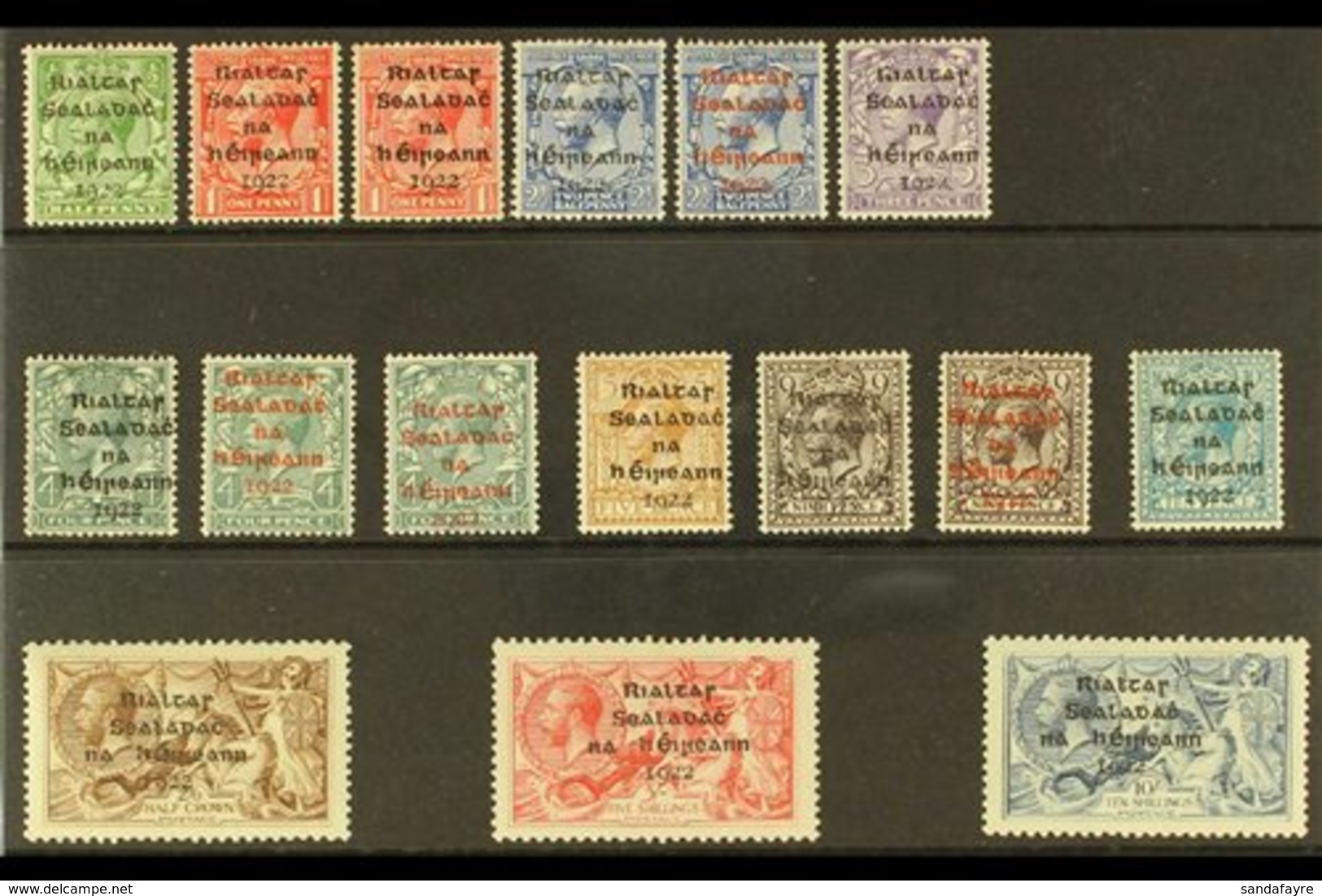 1922 Dollard Overprinted Set With Shade & Coloured Opt Variants, SG 1/9 & High Value Set Of Three SG 18/21, Very Fine Mi - Andere & Zonder Classificatie