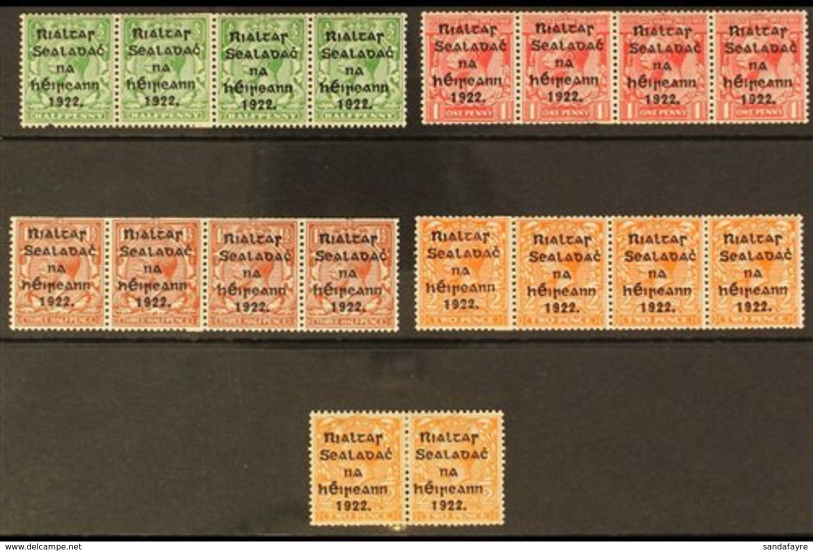 1922-1923 MINT COIL JOINS STRIPS. 1922 Harrison Overprints (SG 26/29a) Horizontal Coil Joins Strips Of 4 Set To 2d Die I - Autres & Non Classés