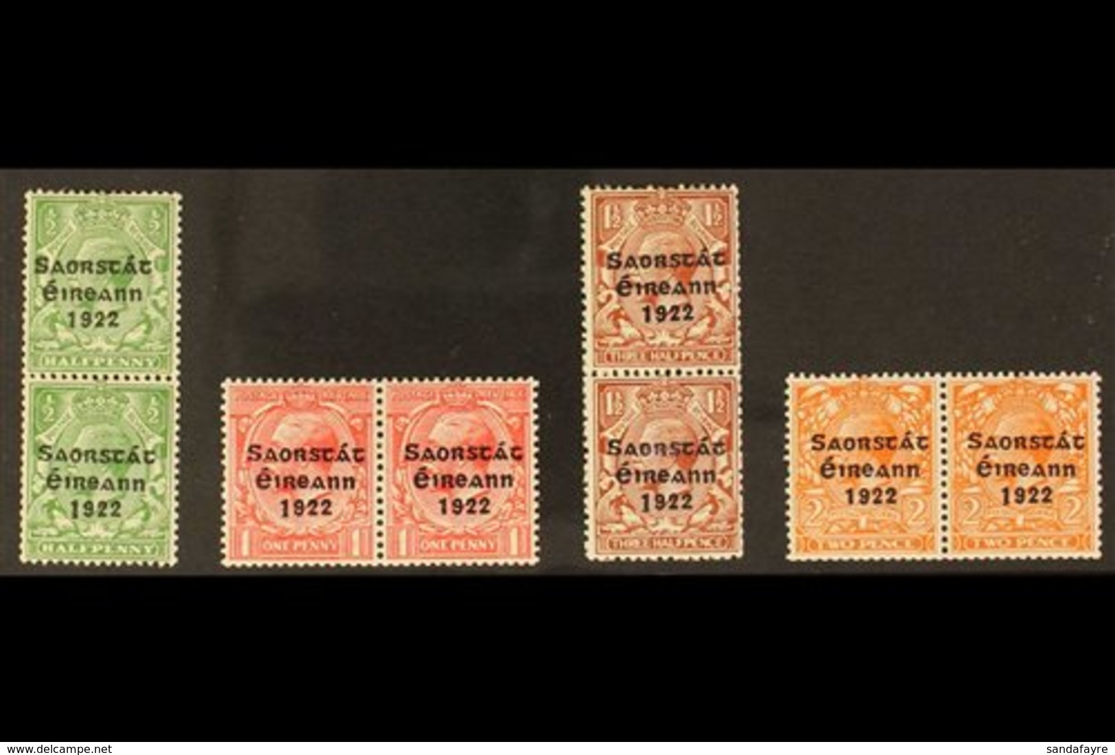 1922-23 LONG "1" IN "1922" VARIETIES. Harrison Overprints Complete Set, SG 67/70, Fine Mint PAIRS With One Stamp In Each - Sonstige & Ohne Zuordnung