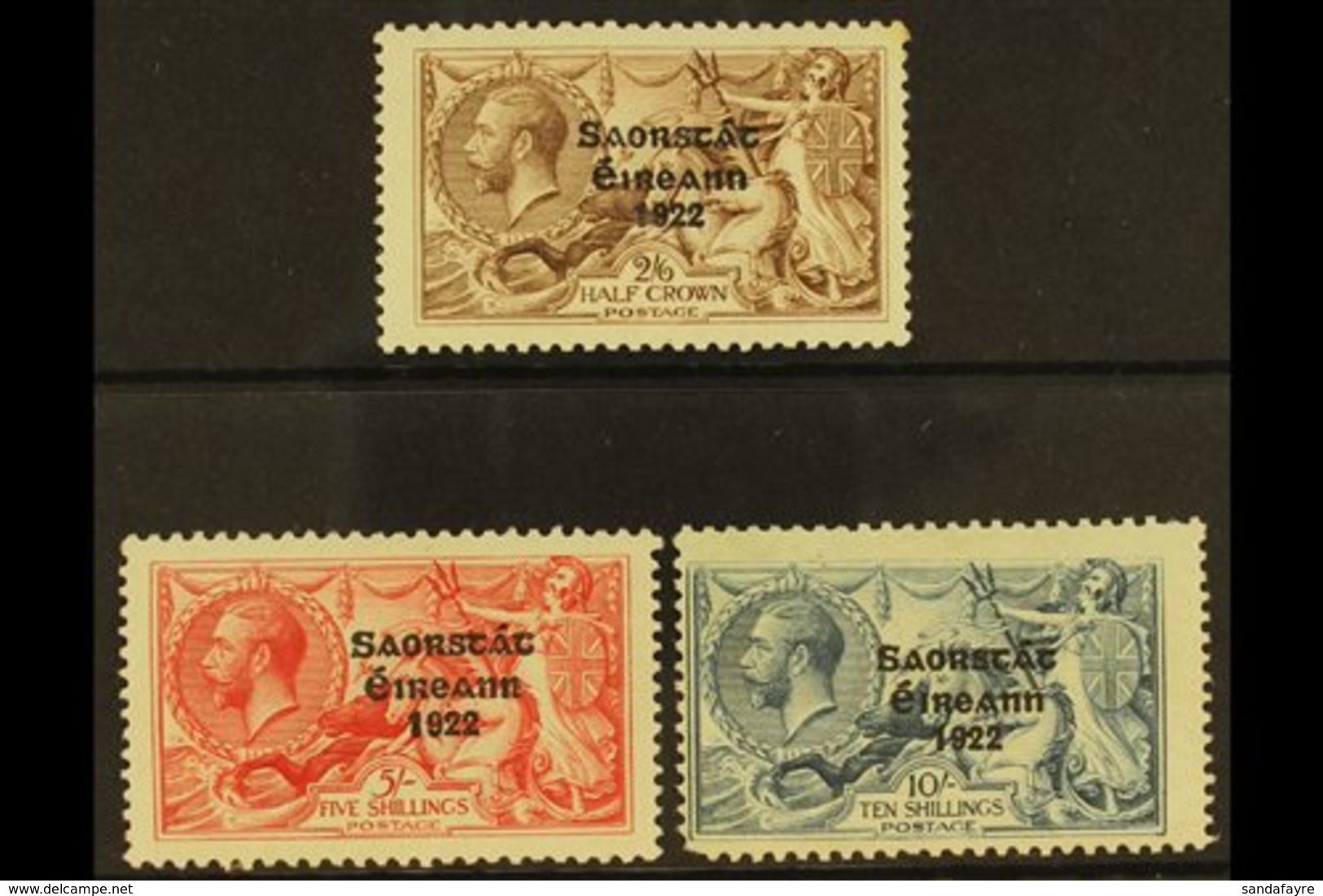 1925-28 2s6d, 5s, And 10s Bradbury Printings With Three Line Overprint, With Narrow Date, SG 83/85, Mint, The 10s With C - Andere & Zonder Classificatie