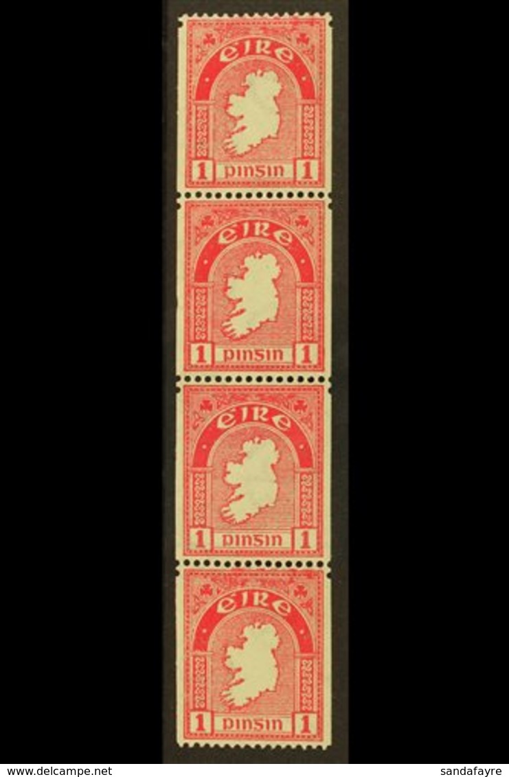 1933 COIL STAMP 1d Carmine, Perf 15 X Imperf (single Perf), Strip Of Four Fine Mint, Two Are Never Hinged, Well Centered - Autres & Non Classés