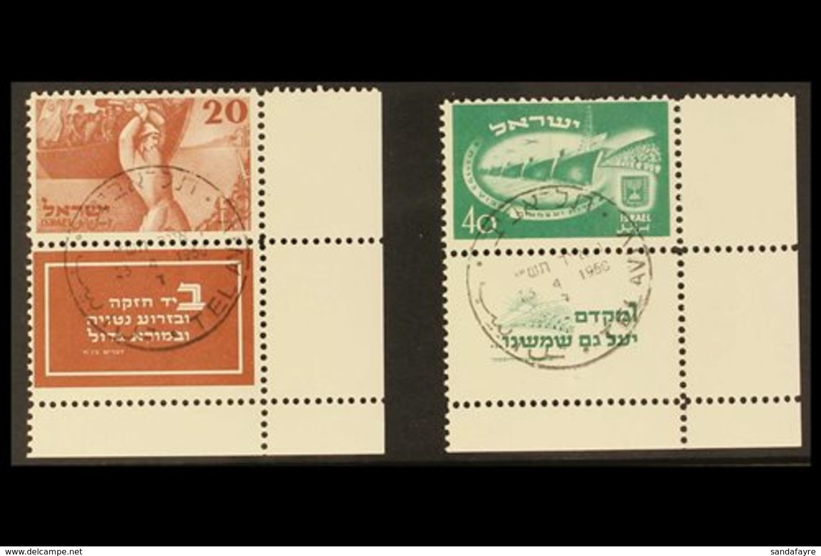 1950 2nd Anniv Of Independence, Full Tabbed Corner Pairs, SG 29/30, Very Fine Used. (2 Stamps) For More Images, Please V - Sonstige & Ohne Zuordnung