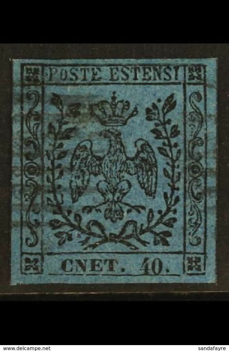 MODENA 1852 40c On Deep Blue, With Stop, Variety "cnet For Cent", Sass 10f, Superb Used With Large Even Margins All Roun - Sin Clasificación