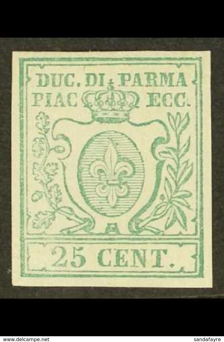 PARMA 1857 25c Fleur De Lys Proof In Green, Sass P2,  Superb Mint. For More Images, Please Visit Http://www.sandafayre.c - Zonder Classificatie