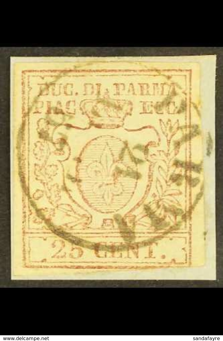 PARMA 1857 25c Lilac Brown, Sass 10, Superb Used On Piece, Tied By Full Parma Cds Cancel. Cat Sass €550 (£490) For More  - Sin Clasificación