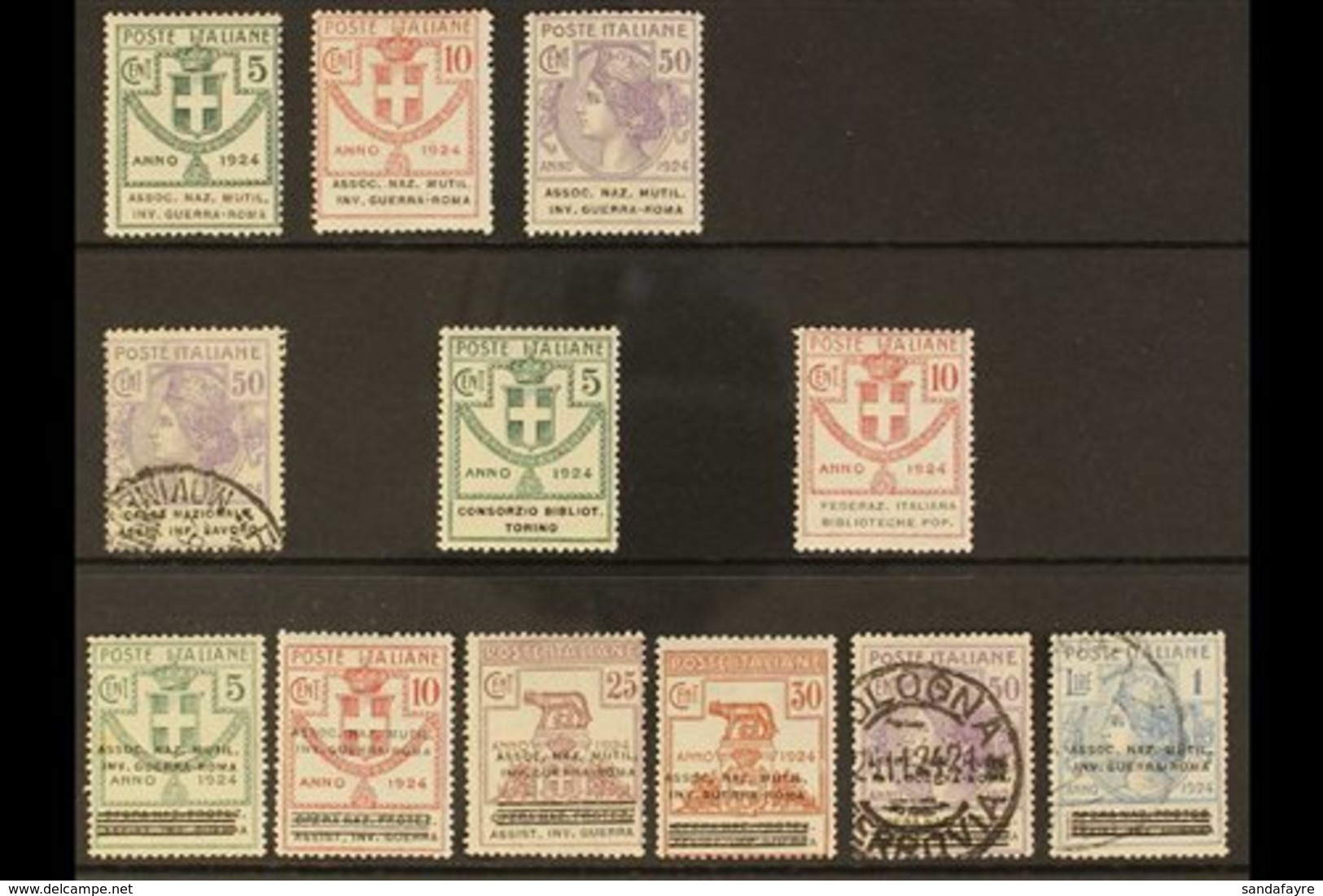 FRANCHISE STAMPS 1924 Mint & Used All Different Group On A Stock Card, Includes Assoc. Naz. Mutil. Inv. Guerra - Roma, C - Ohne Zuordnung