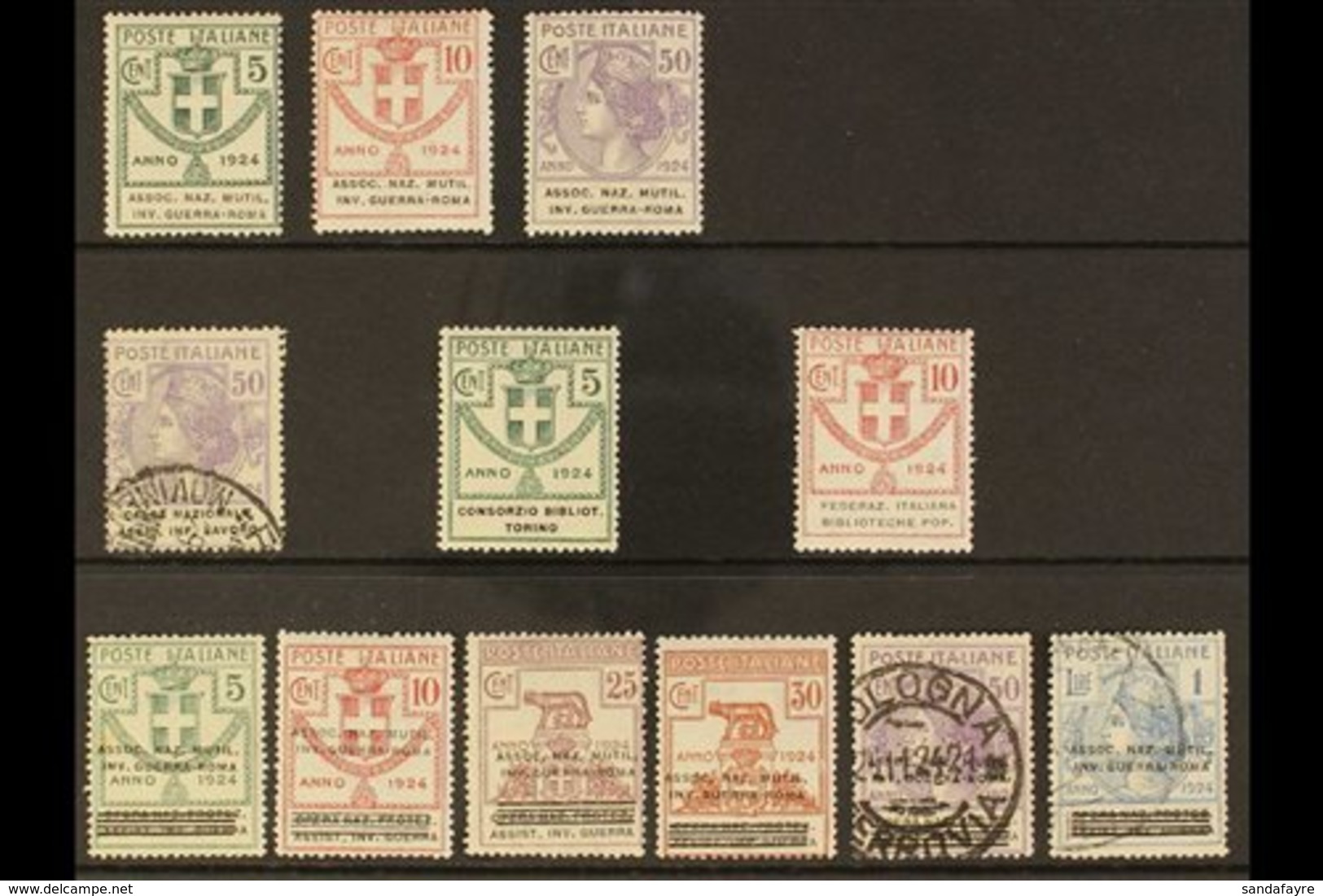 FRANCHISE STAMPS 1924 Mint & Used All Different Group On A Stock Card, Includes Assoc. Naz. Mutil. Inv. Guerra - Roma, C - Zonder Classificatie