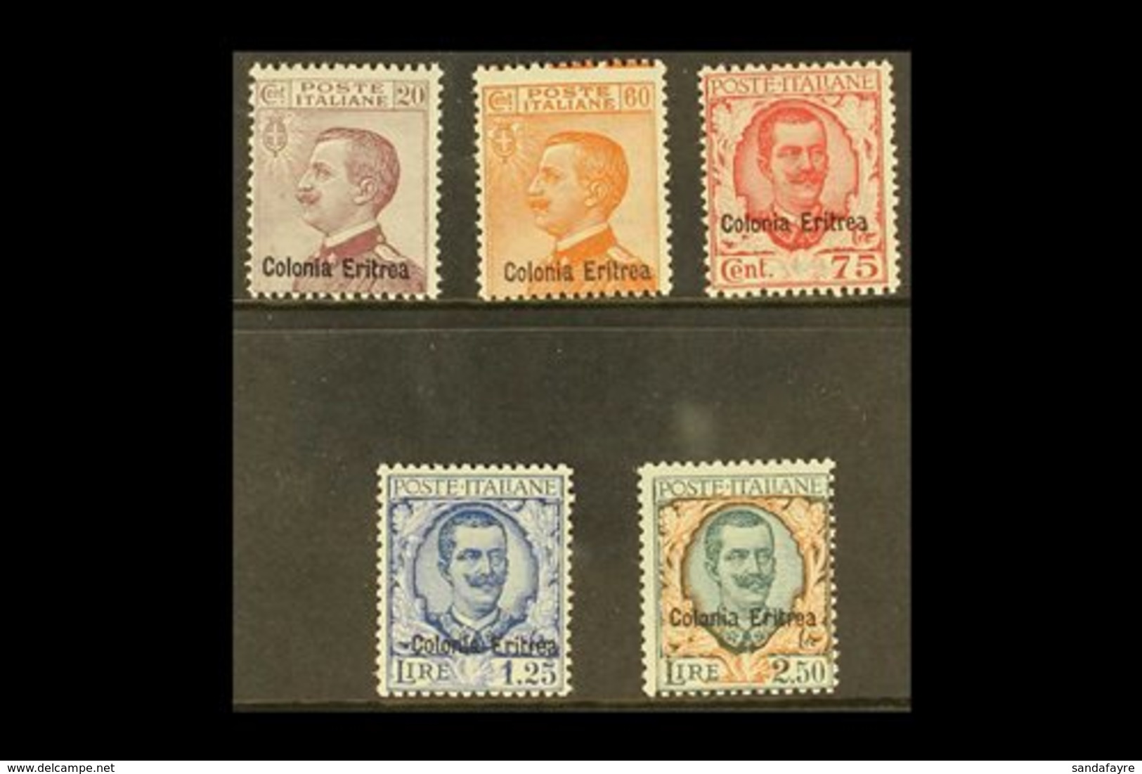 ERITREA 1928-29 Victor Emmanuel III Overprinted "Colonia Eritrea" Set (Sassone S. 28, SG 124 & 126/29) NEVER HINGED MINT - Andere & Zonder Classificatie