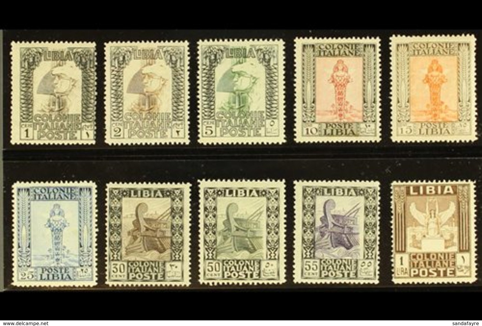 LIBYA 1924-29 Pictorials Perf 14 Complete Set (Sassone 44/53, SG 47-58), Fine Mint, The Key 55c Expertized A. Diena, Ver - Sonstige & Ohne Zuordnung